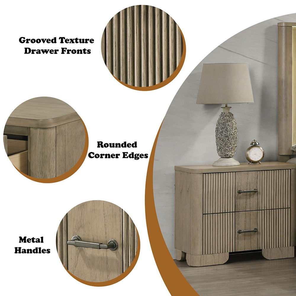 Lakkari - Nightstand - Antique Oak, light brown, view 8