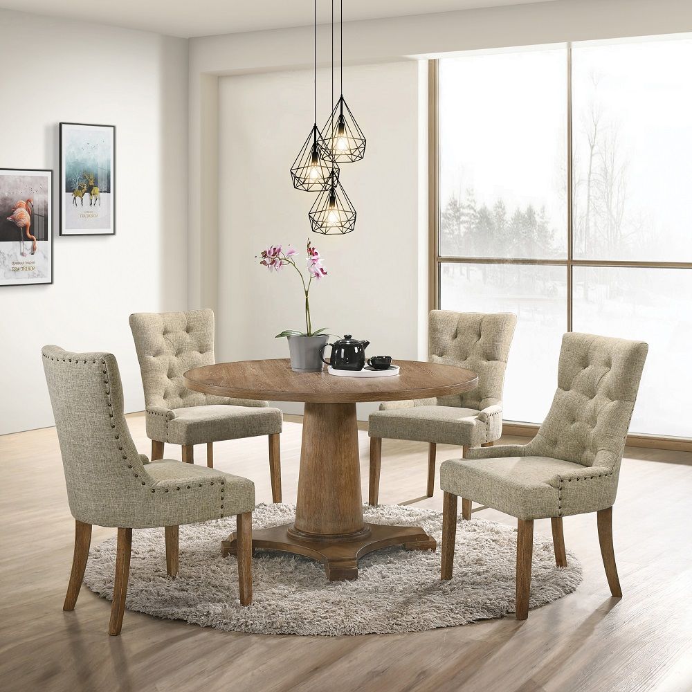 Yotam - Side Chair (Set of 2) - Beige Fabric & Salvaged Oak, beige, view 8