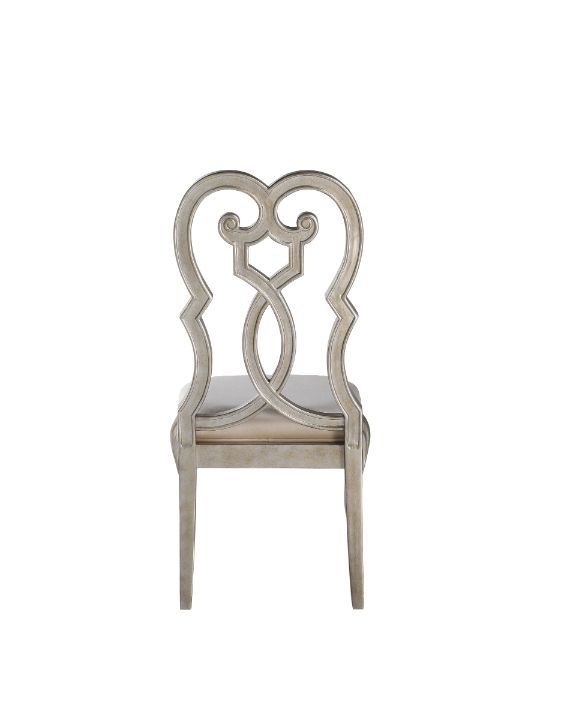 Esteban - Side Chair (Set of 2) - Ivory Velvet & Antique Champagne, beige, view 2