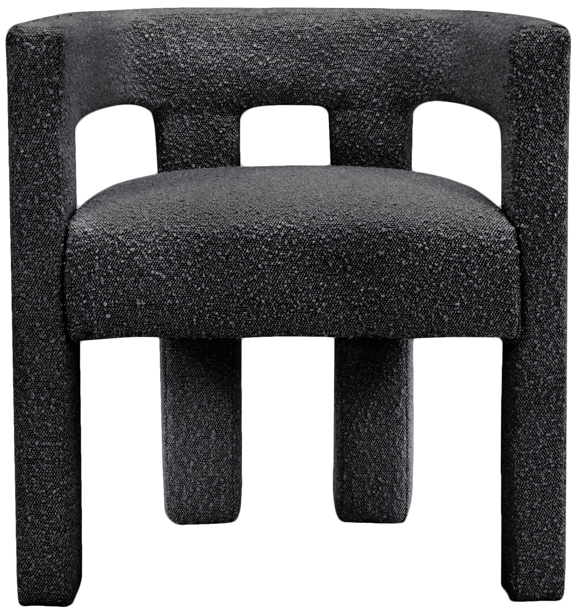 Athena - Boucle Fabric Dining Chair - Black