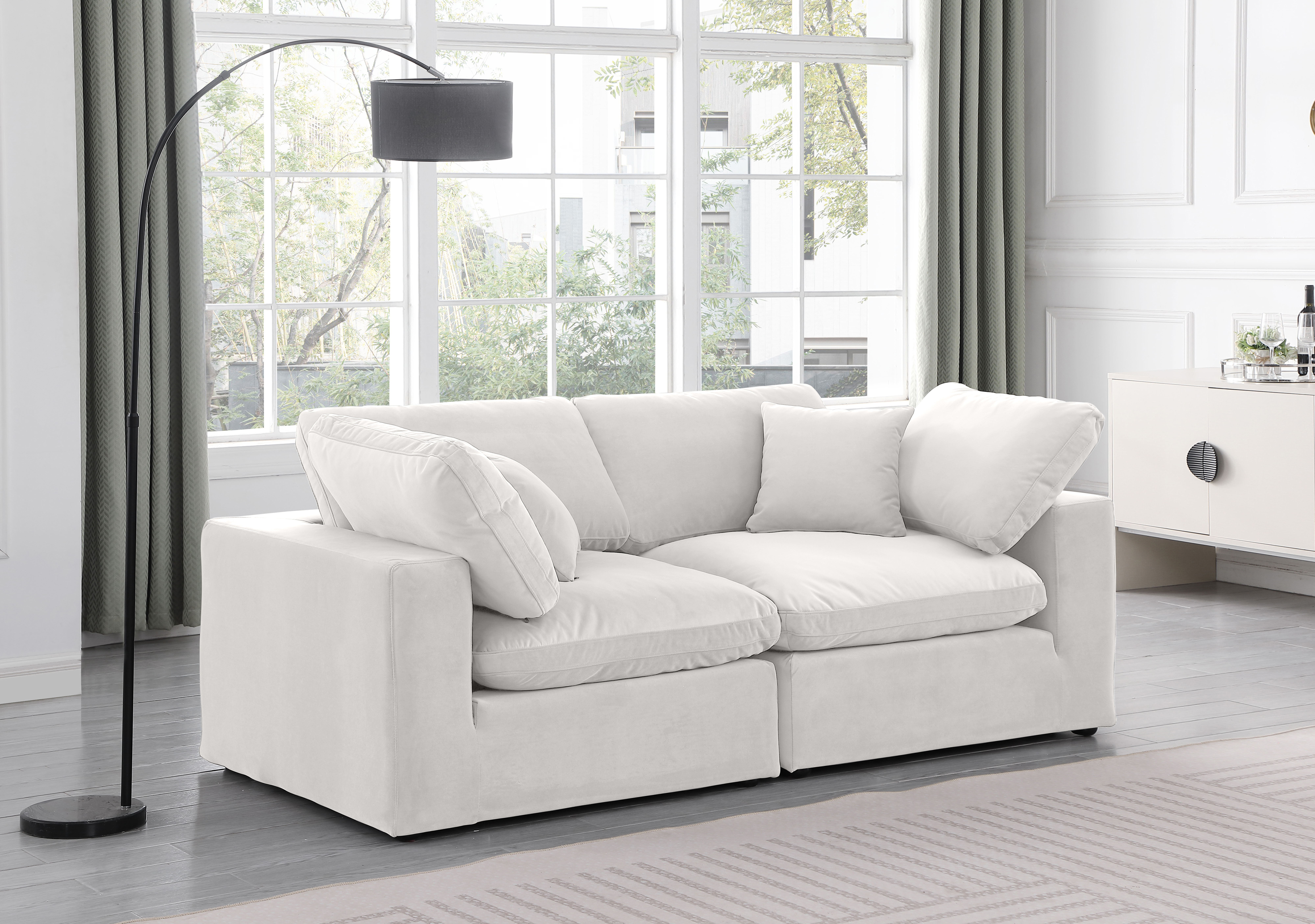 Comfy - Velvet Modular Sofa 2 Pieces - White