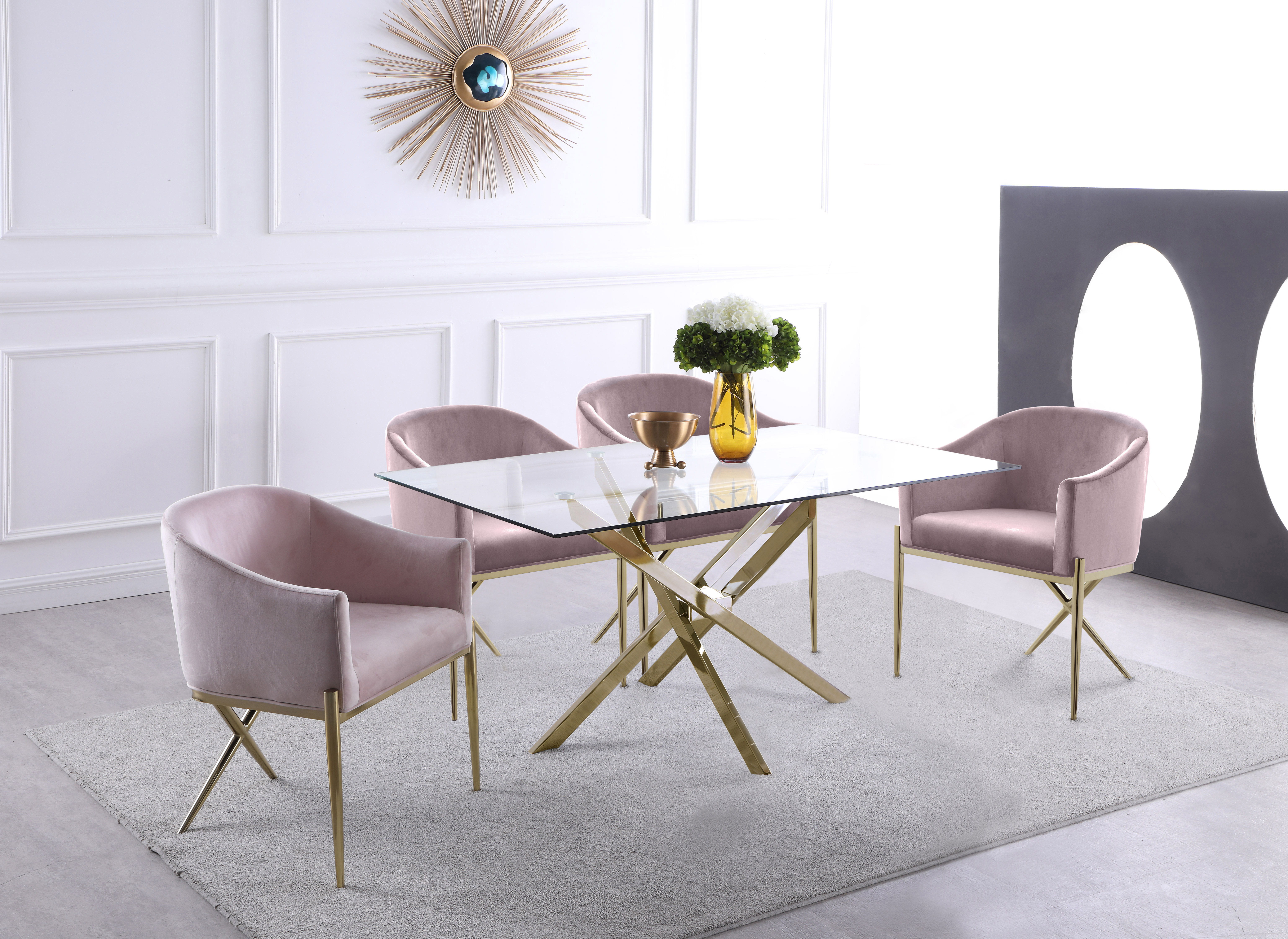 Xander - Glass Top And Steel Base Dining Table - Gold