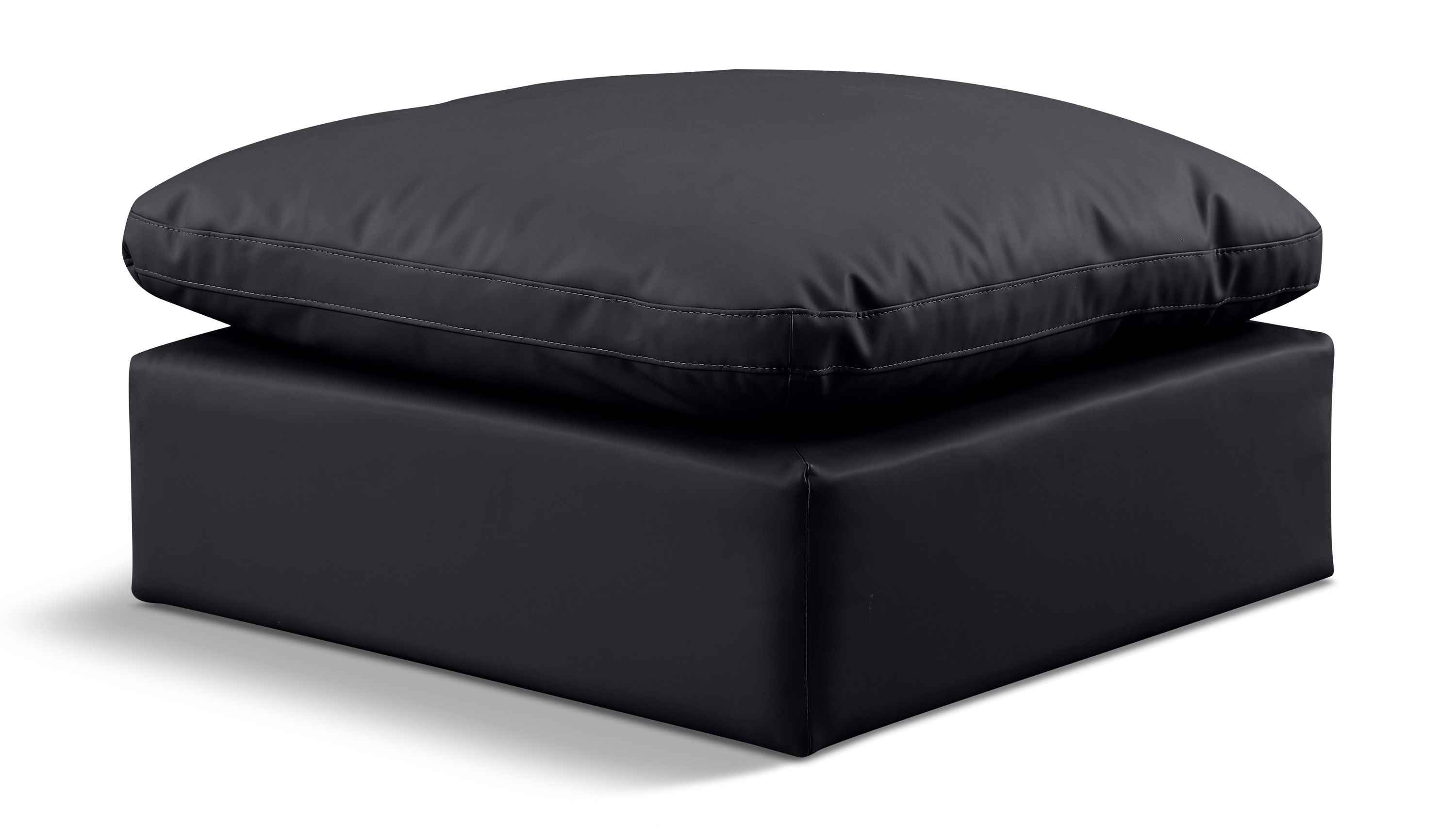 Indulge - Faux Leather Ottoman - Black