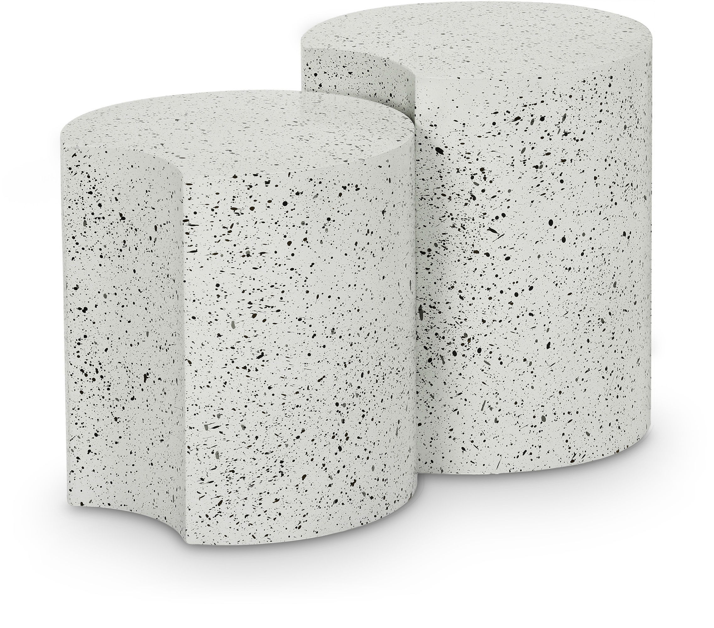 Dimple - 2 Piece Modular End Table - White Terazzo