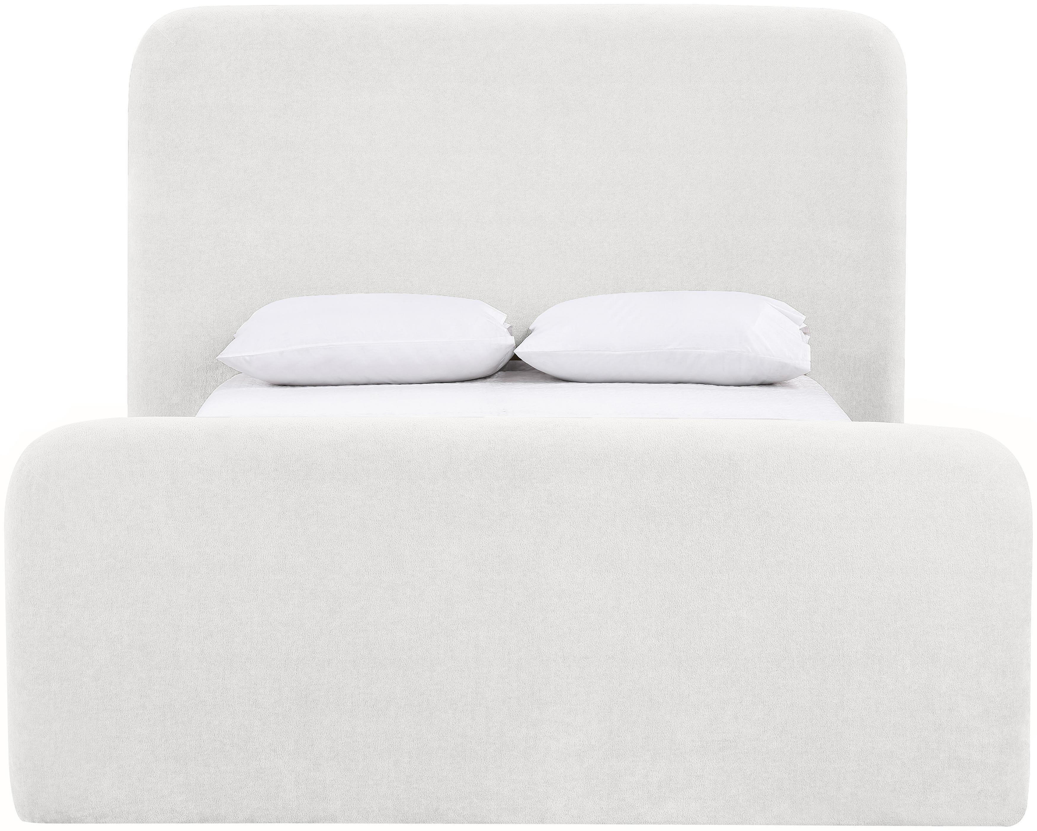 Fira - Chenille Fabric Upholstered Queen Bed - Cream