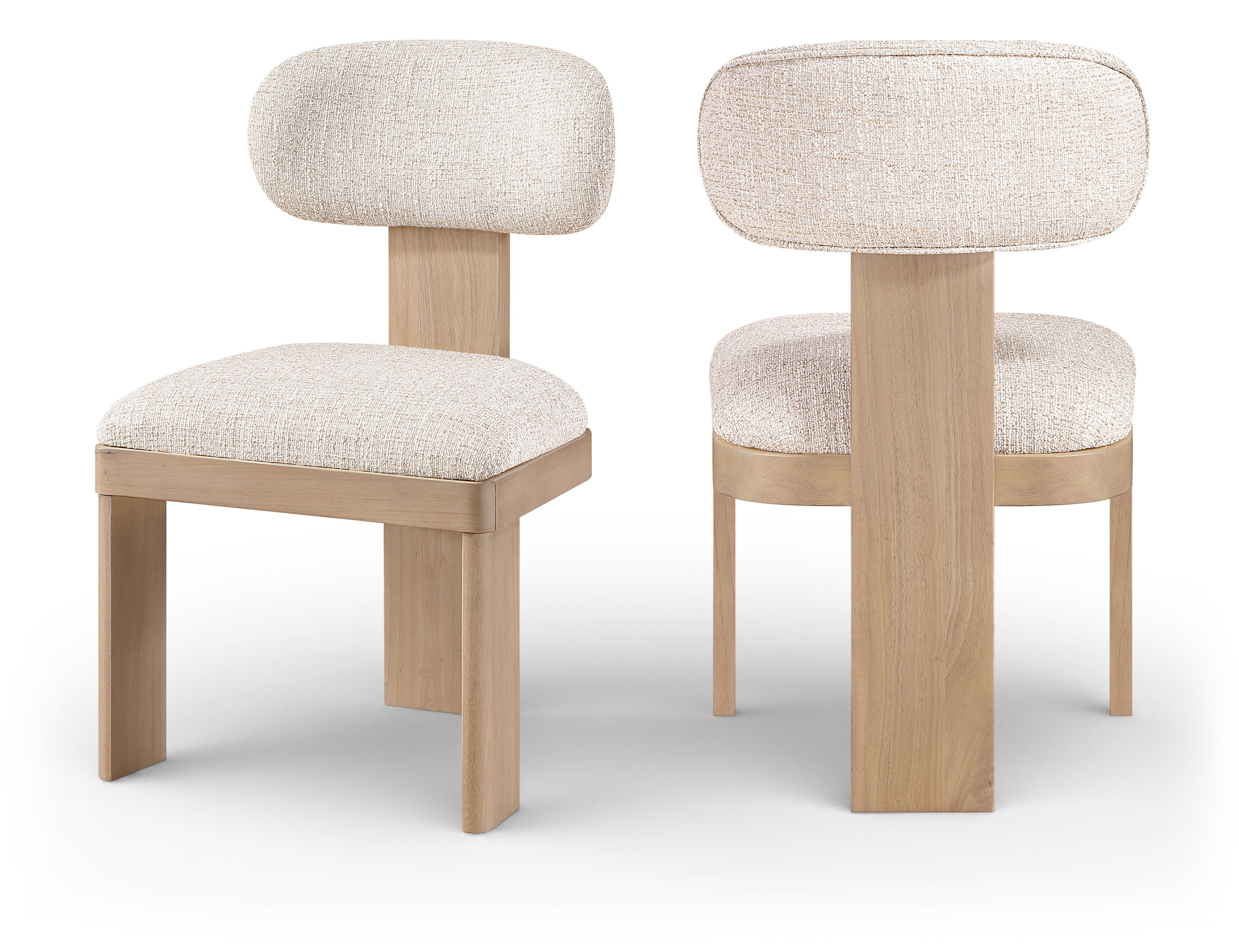 Timbra - Linen Textured Fabric Upholstered Dining Chair (Set of 2) - Beige / Natural