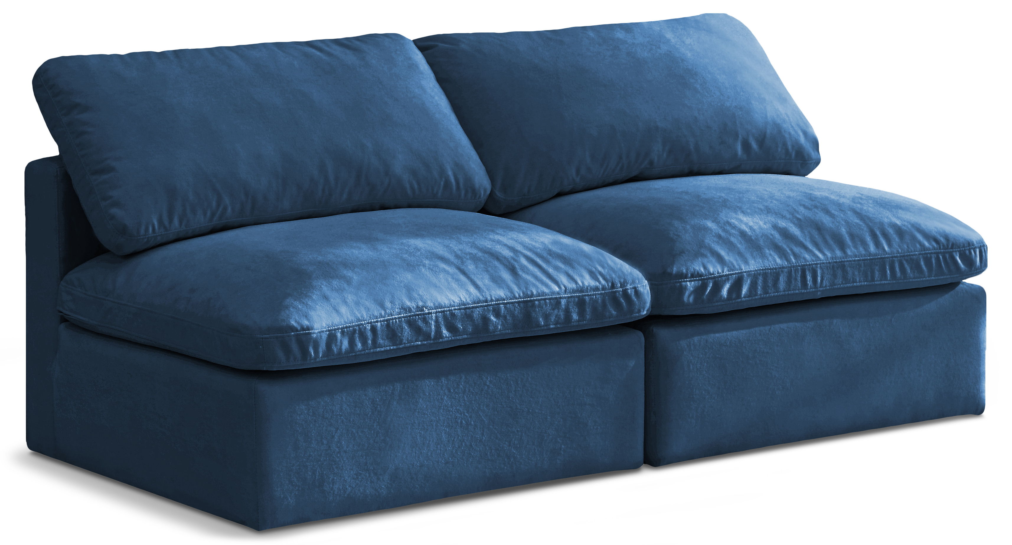 Plush - 2 Seat Modular Armless Sofa - Navy