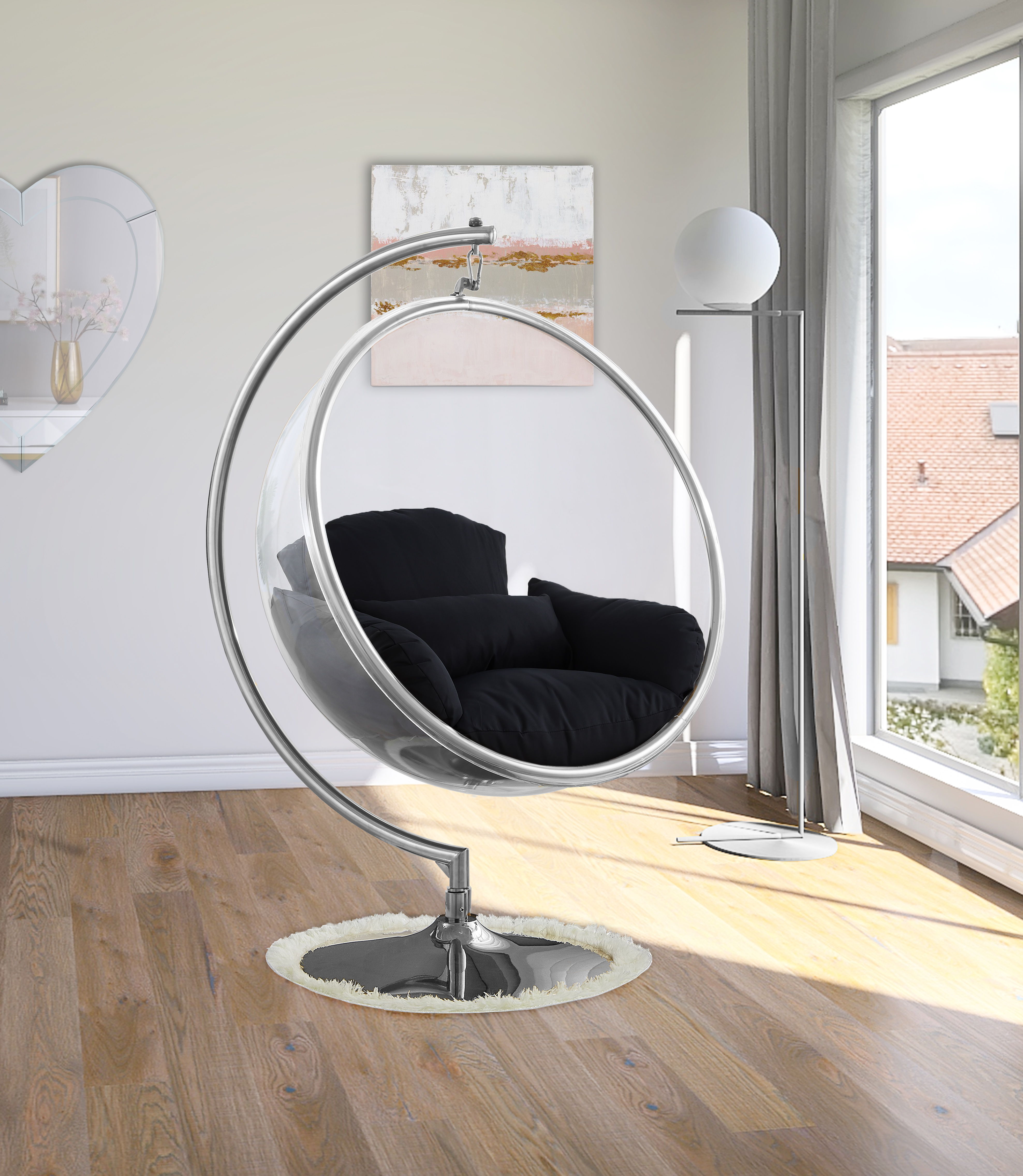 Luna - Fabric Swing Chair - Black
