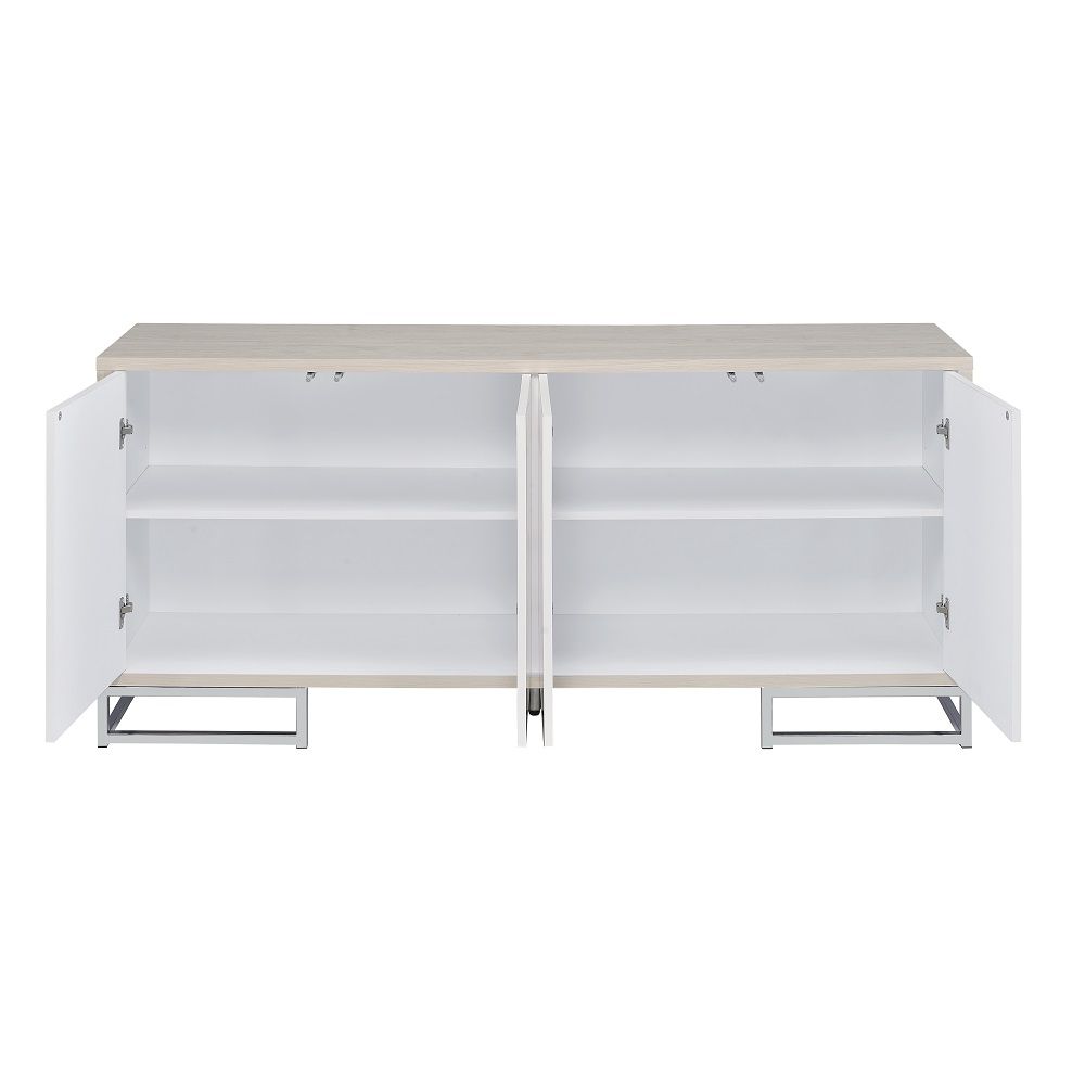 Panos - Console Cabinet - White Marble Print & Chrome, beige, view 3