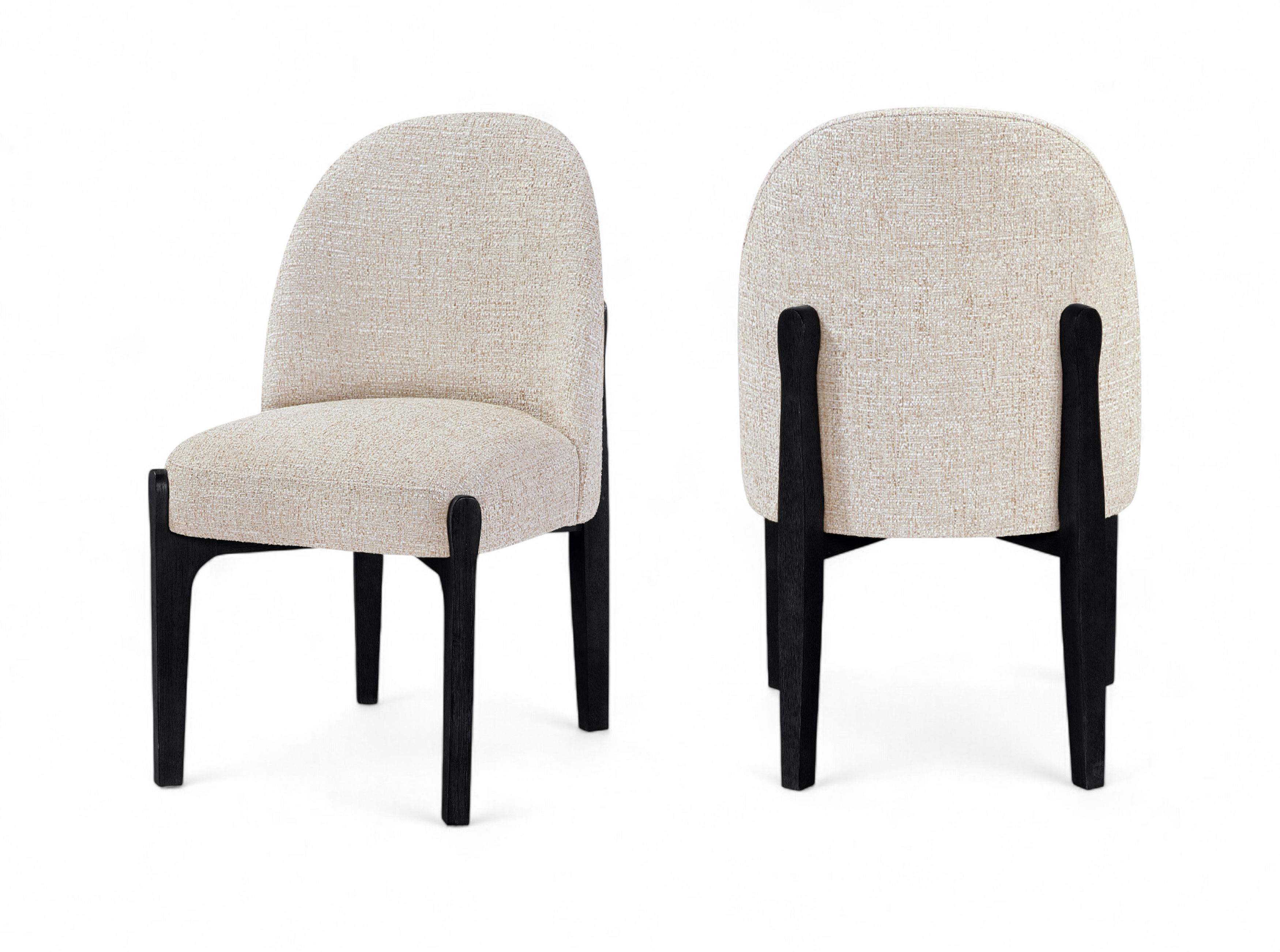 Torino - Fabric Upholstered Dining Chair (Set of 2) - Beige / Black