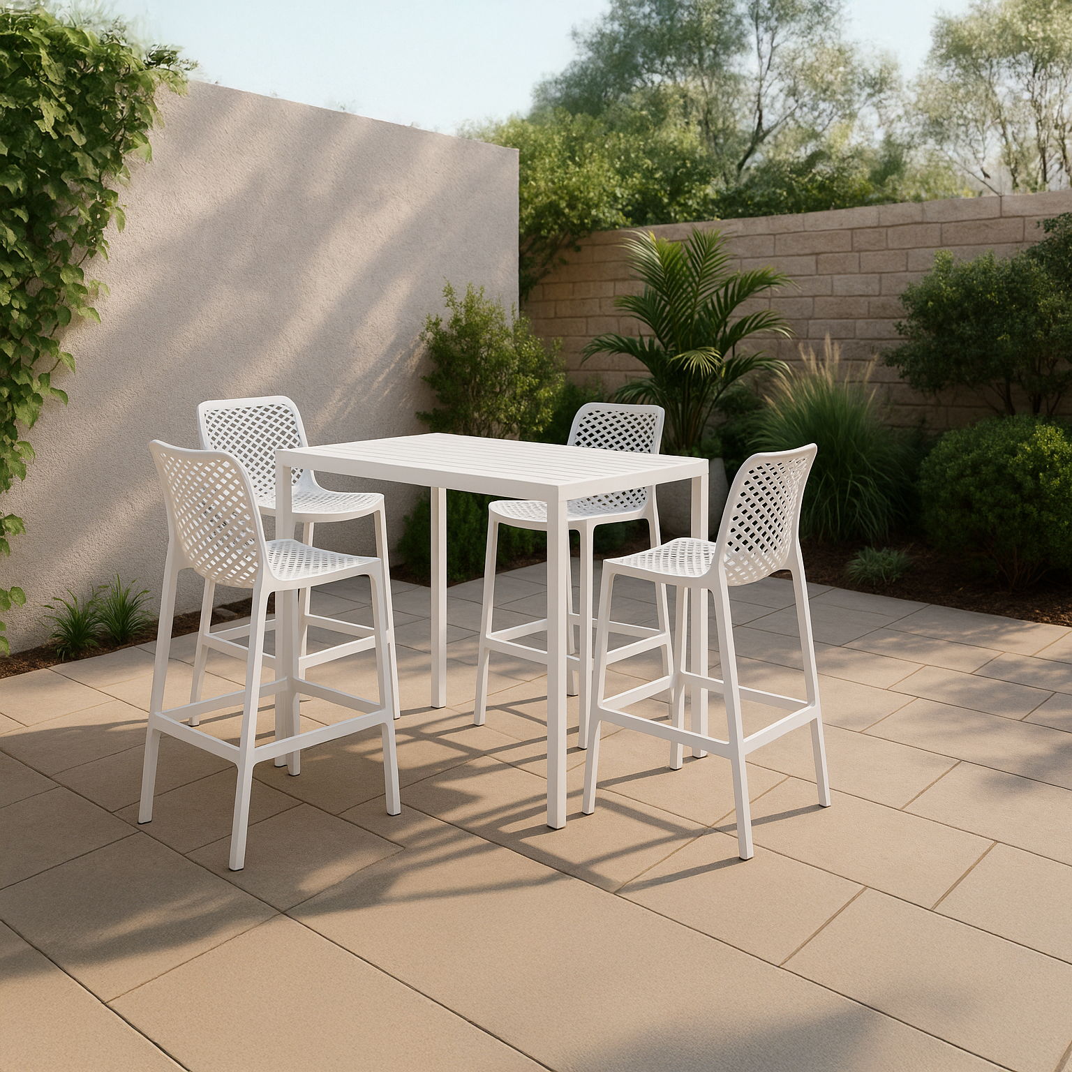 Mykonos - Outdoor Patio Stool (Set of 4) - White