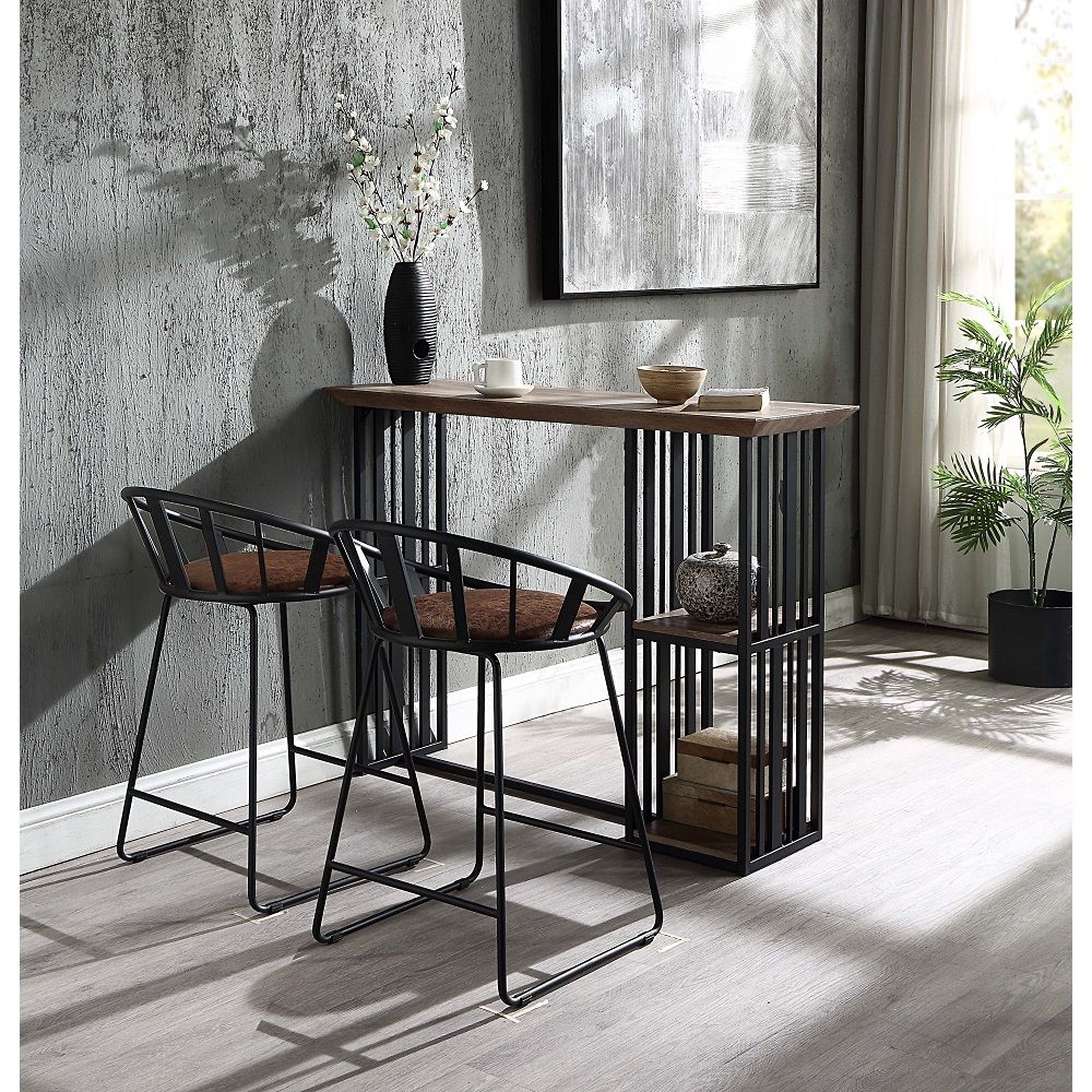 Zudora - Counter Height Table - Oak & Sandy Black, black