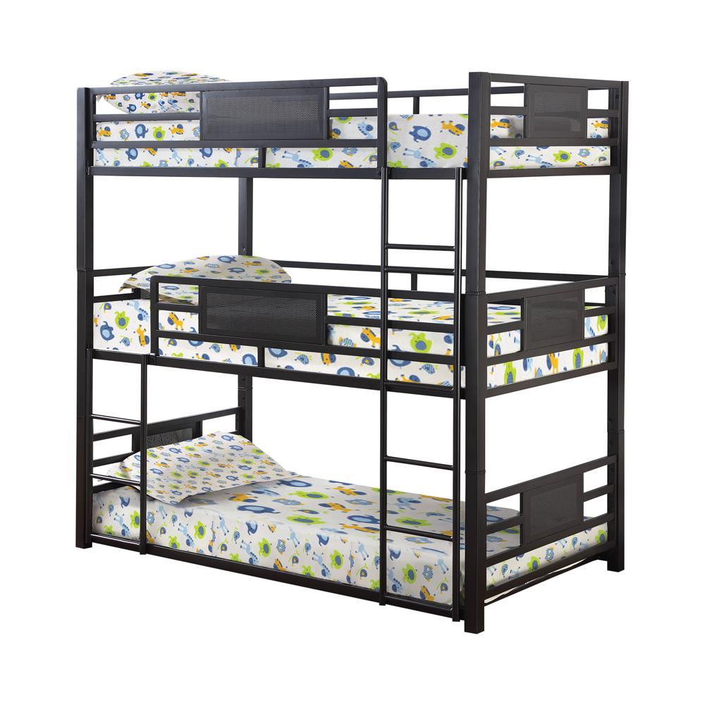 Rogen Full over Full over Full Triple Bunk Bed Black New Lots