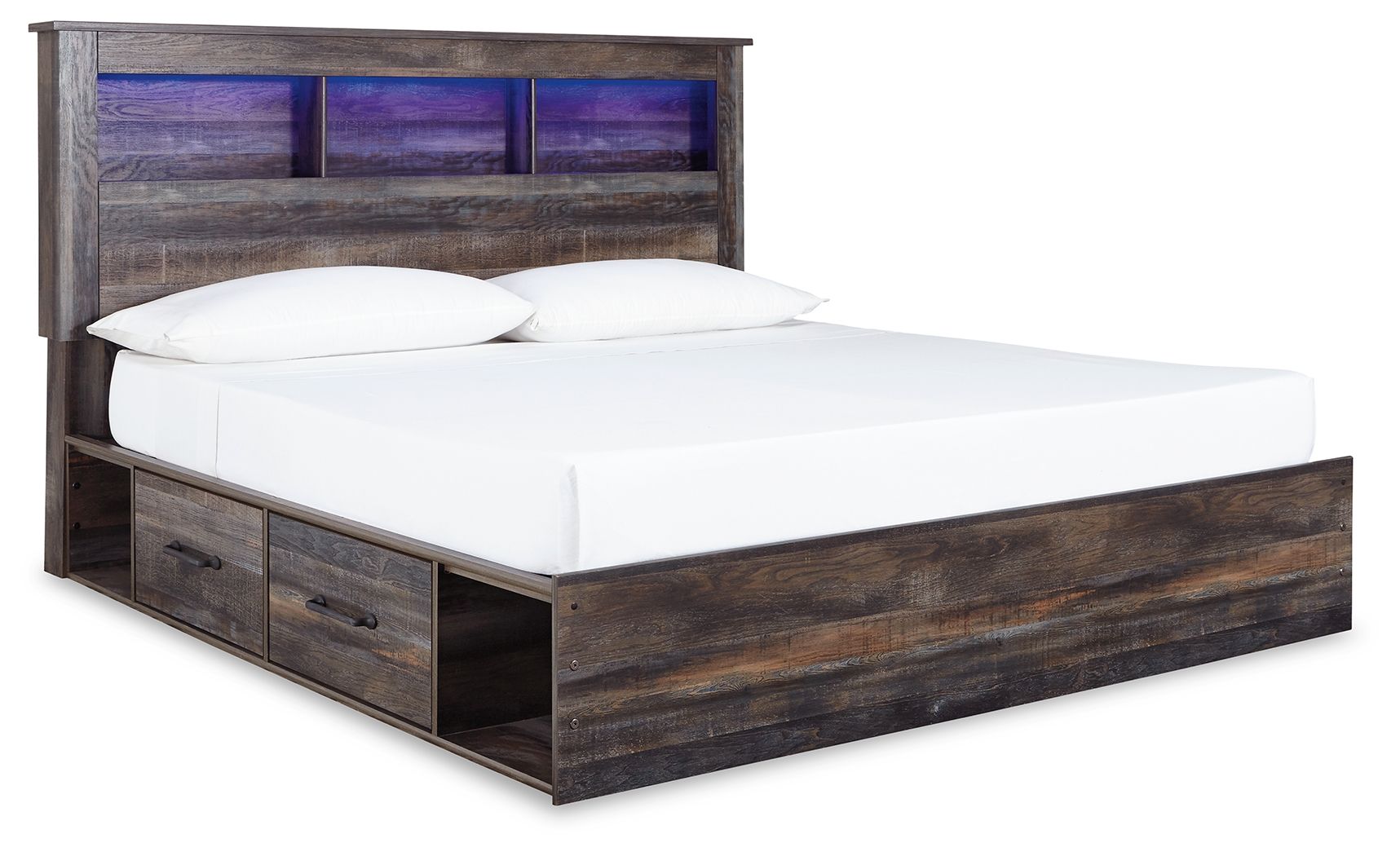 Ashley Furniture Drystan - King Bookcase Bed With 4 Storage Drawers - 8 Pc. - Dresser, Mirror, Chest, King Bed - Multi - Image 6