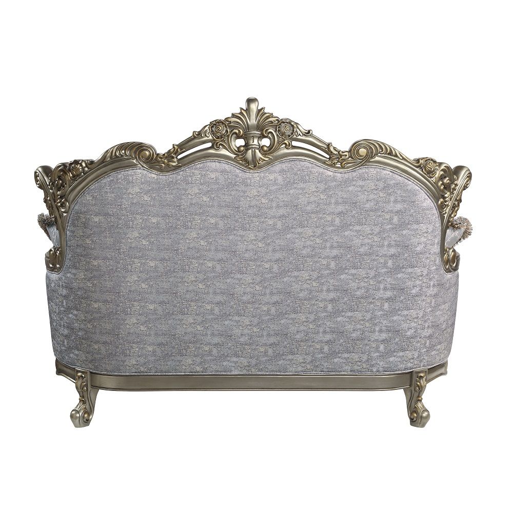 Miliani - Loveseat With 3 Pillows - Fabric & Antique Bronze, silver, view 3
