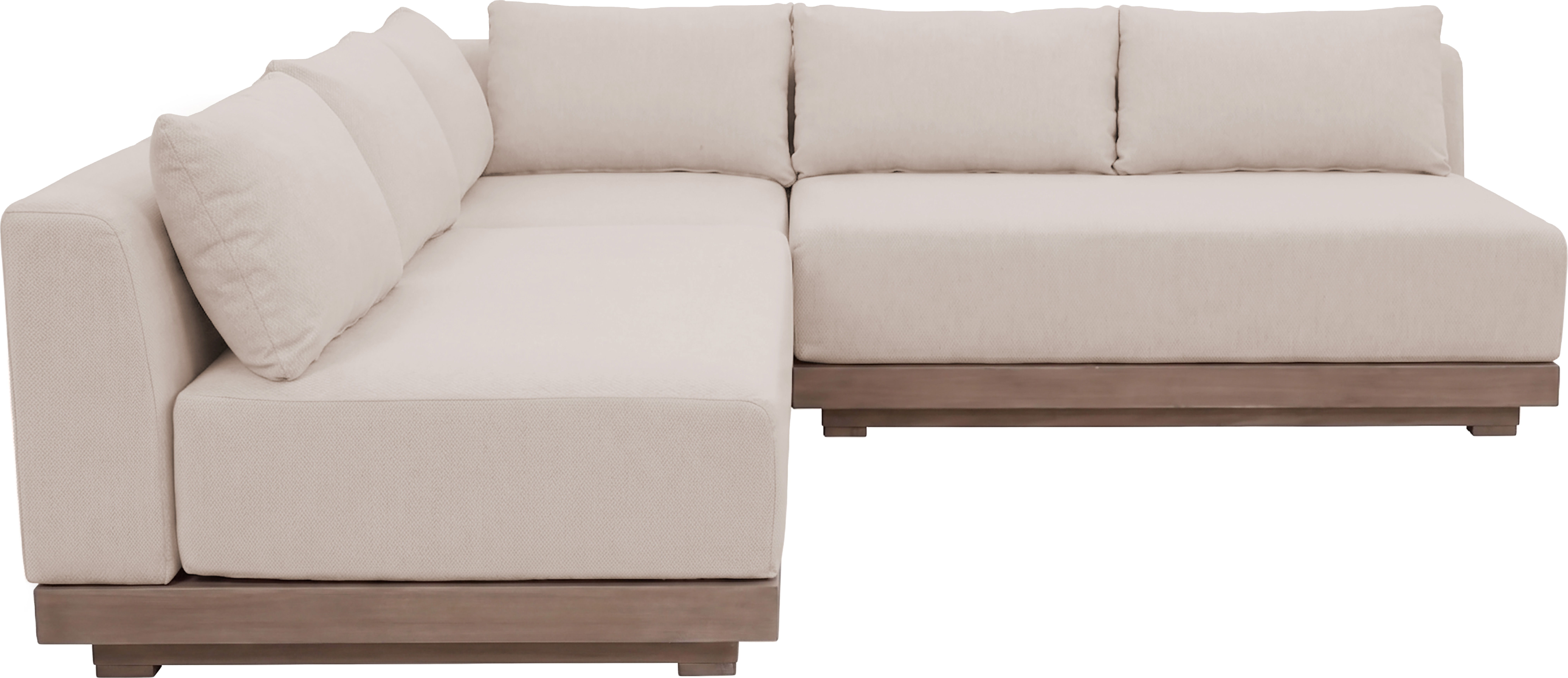 Solace - Olefin Performance Fabric 3 Piece Outdoor Patio Modular Sectional (2 Loveseats & Corner Chair) - Beige