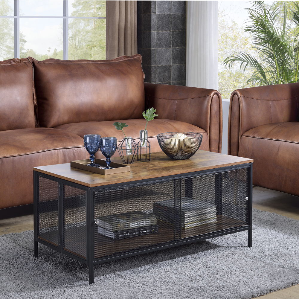 Winam - Coffee Table - Antique Oak & Black, light brown