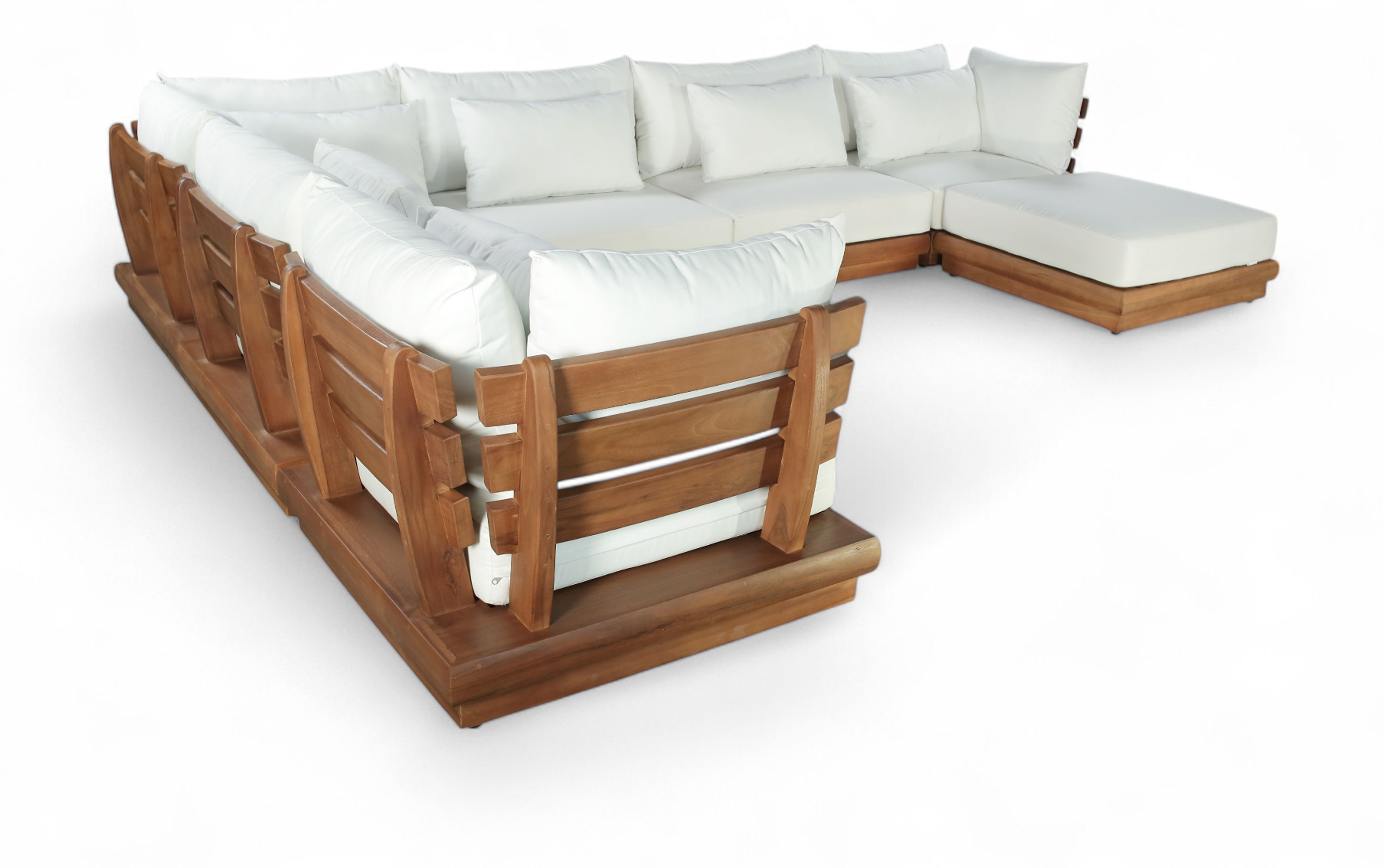 7 Pc · Water Resistant Fabric 150" Upholstered Outdoor Patio Modular Sectional - Off