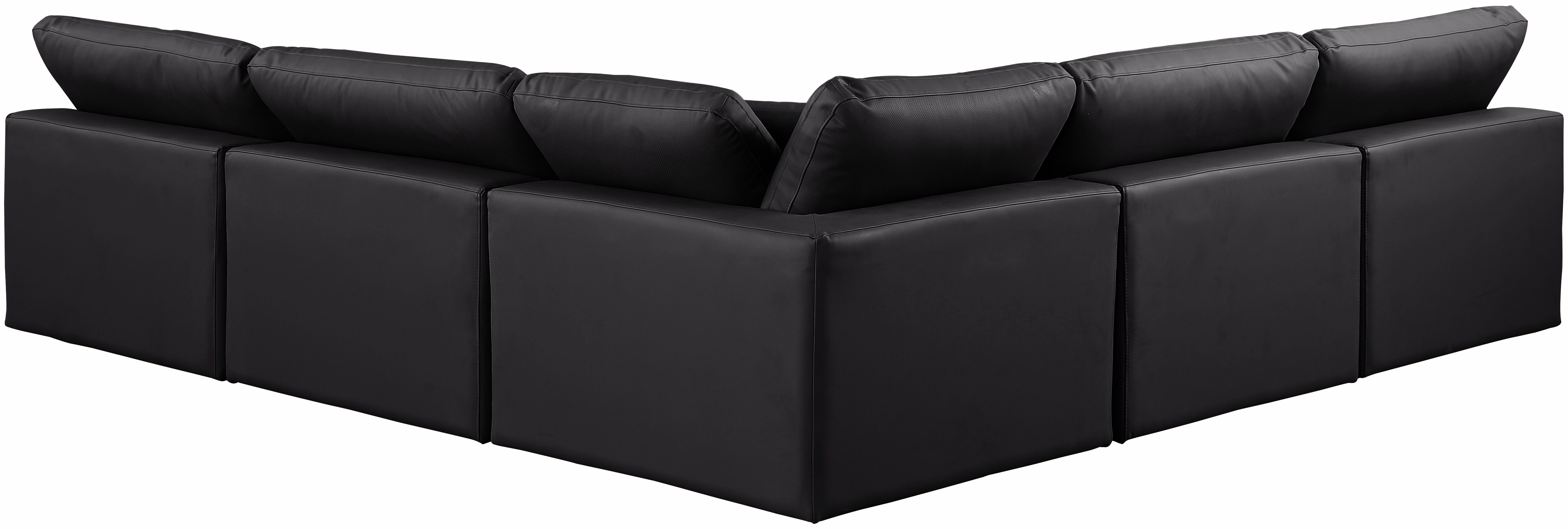 Comfy - 5 Piece Faux Leather Modular Corner Armless Sectional - Charcoal