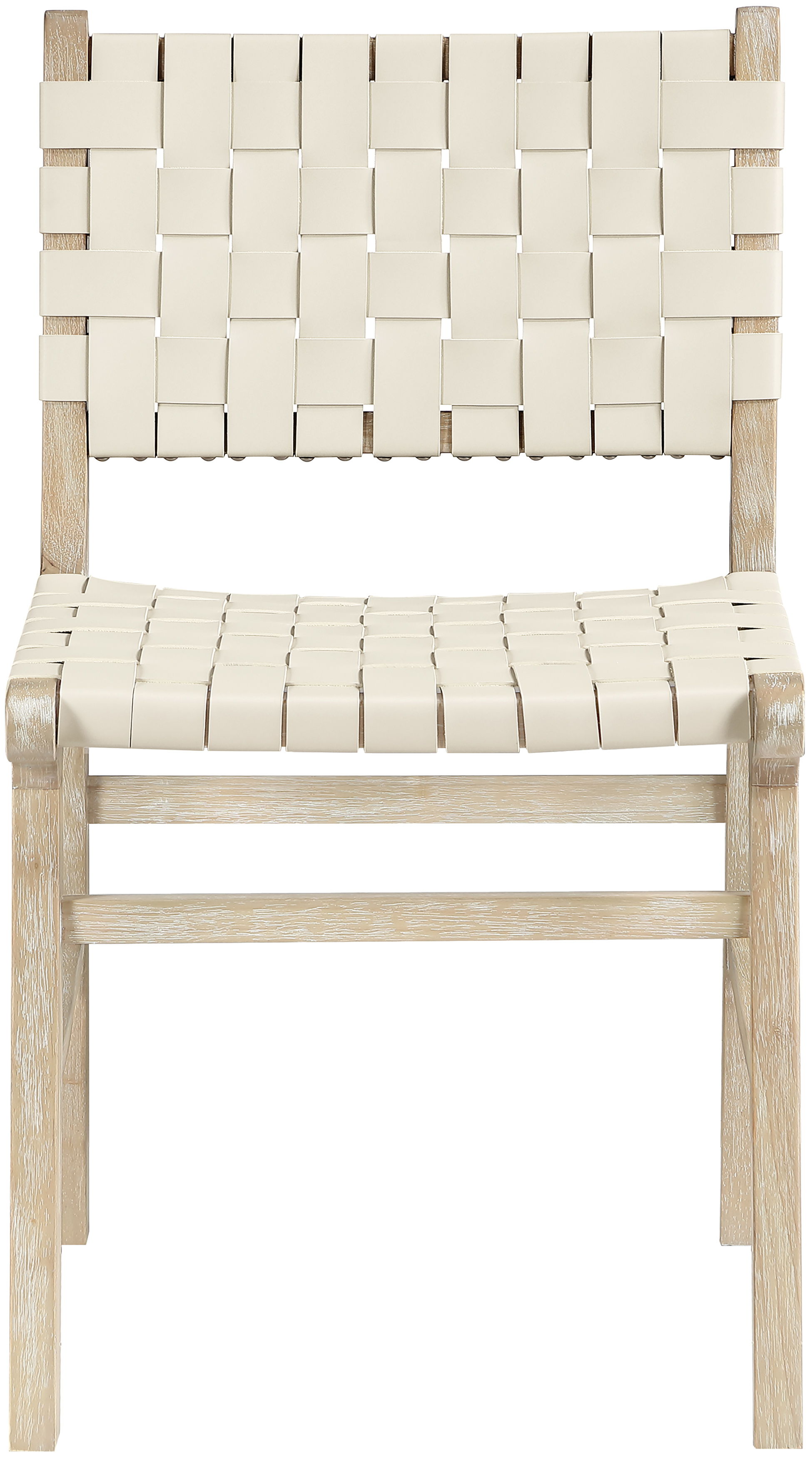 Entwine - Vegan Leather Upholstered Dining Chair - Cream / Painted Natural