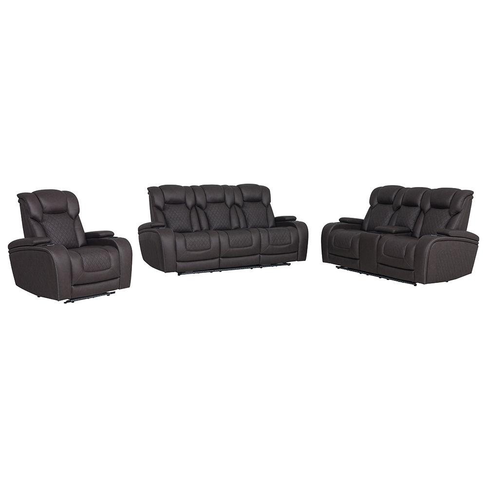 Wendell - Power Motion Loveseat With Console, Wireless Charger, Storage, USB & LED - Dark Gray, dark gray, view 7