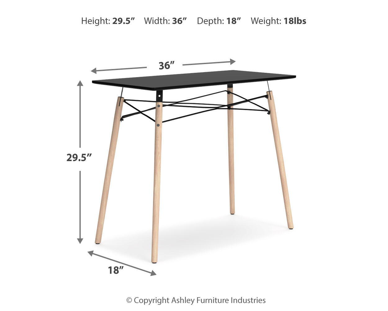 Ashley Furniture Jaspeni - Home Office Desk - Black / Natural - Image 9