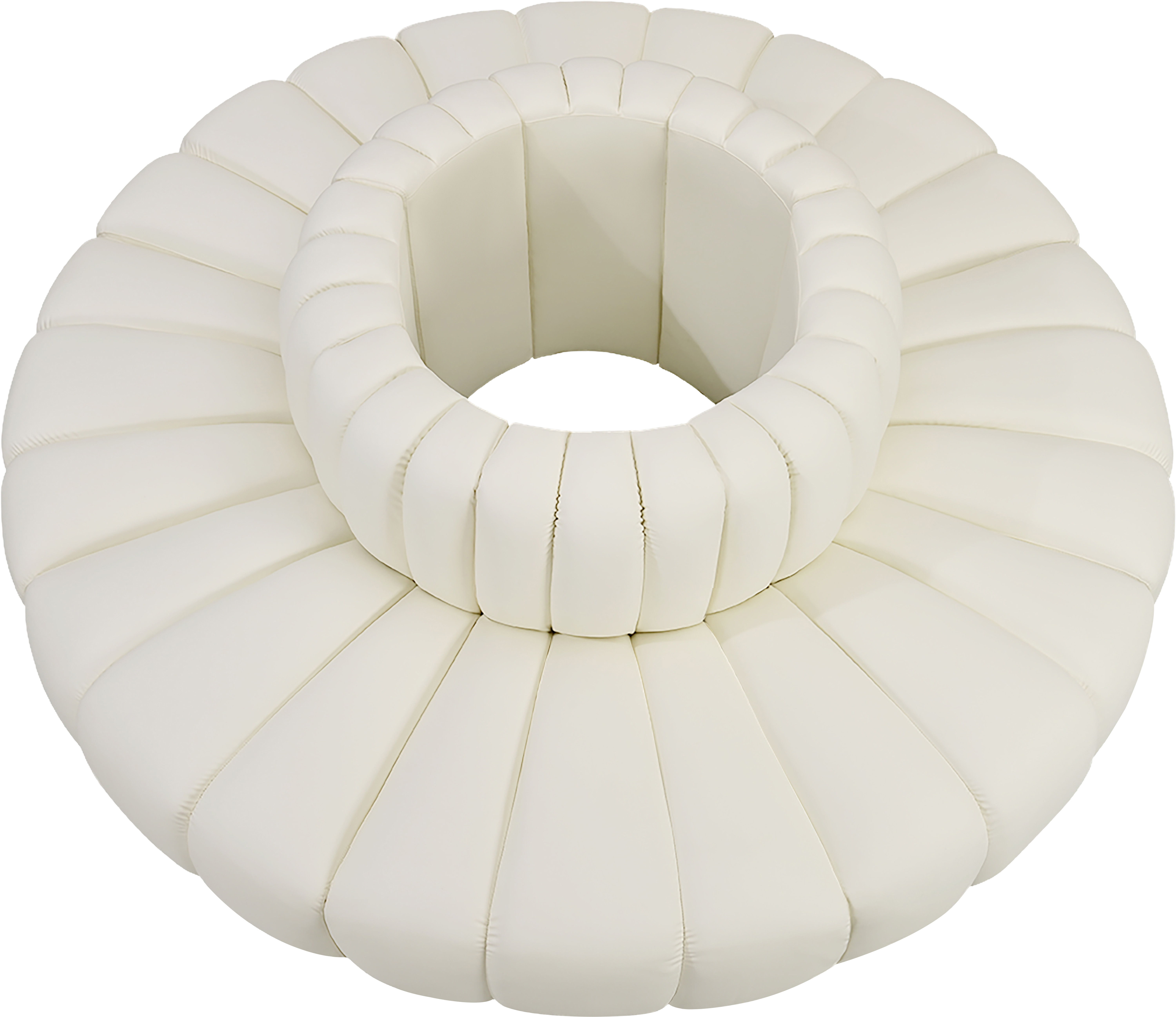 Arc - Faux Leather 8 Piece Round Modular Sofa - Cream