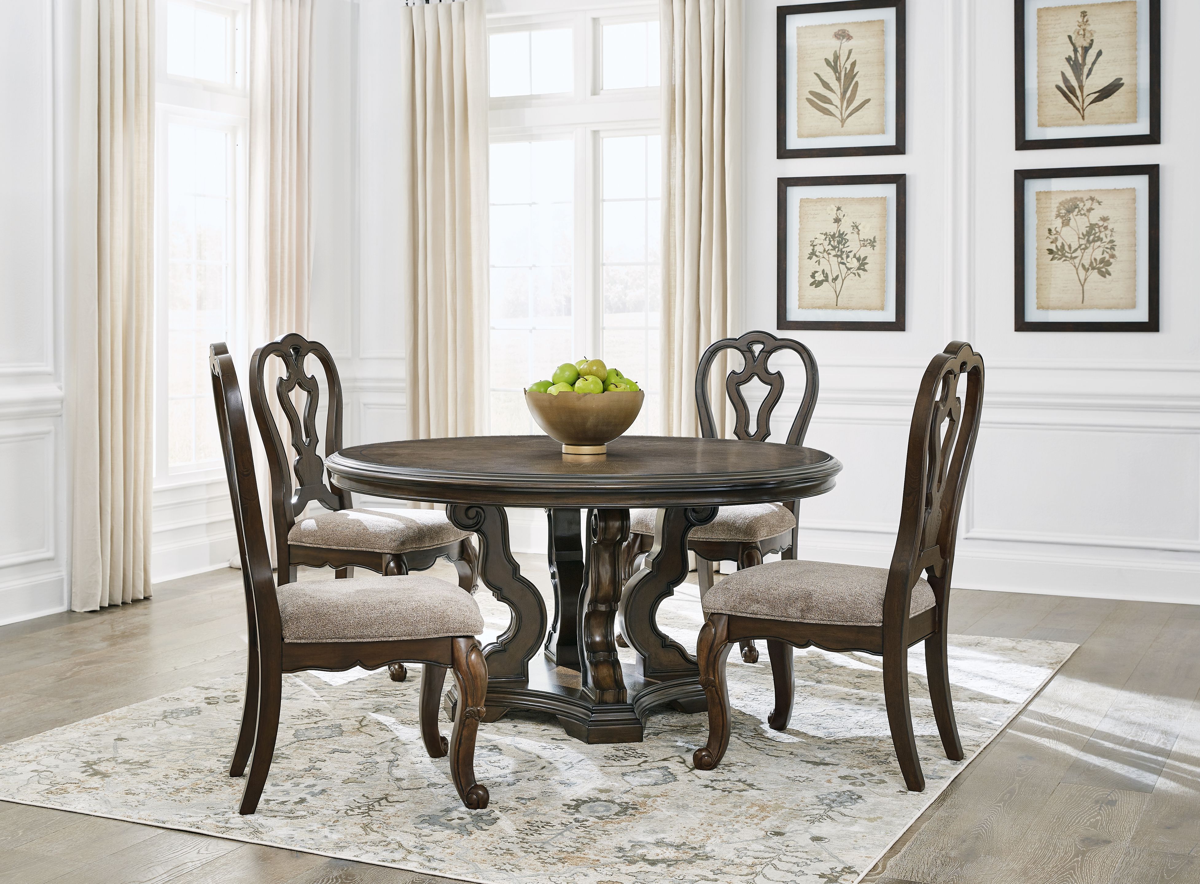 Ashley Maylee - Dark Brown - 6 Pc. - Dining Table, 4 Chairs