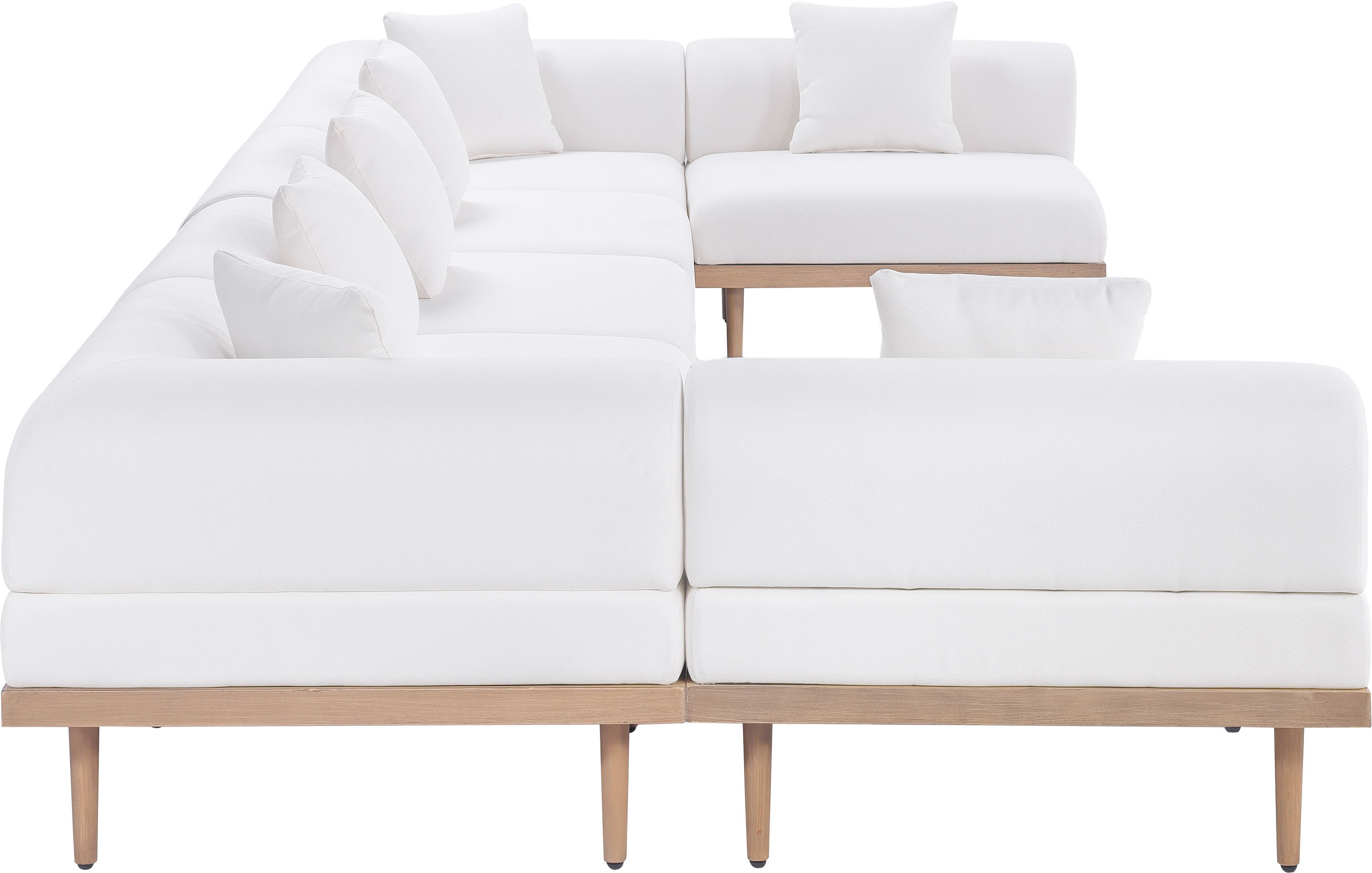 Laguna - 7 Piece Resilient Water Resistant Fabric 177.5" Upholstered Outdoor Patio Modular Sectional - Cream