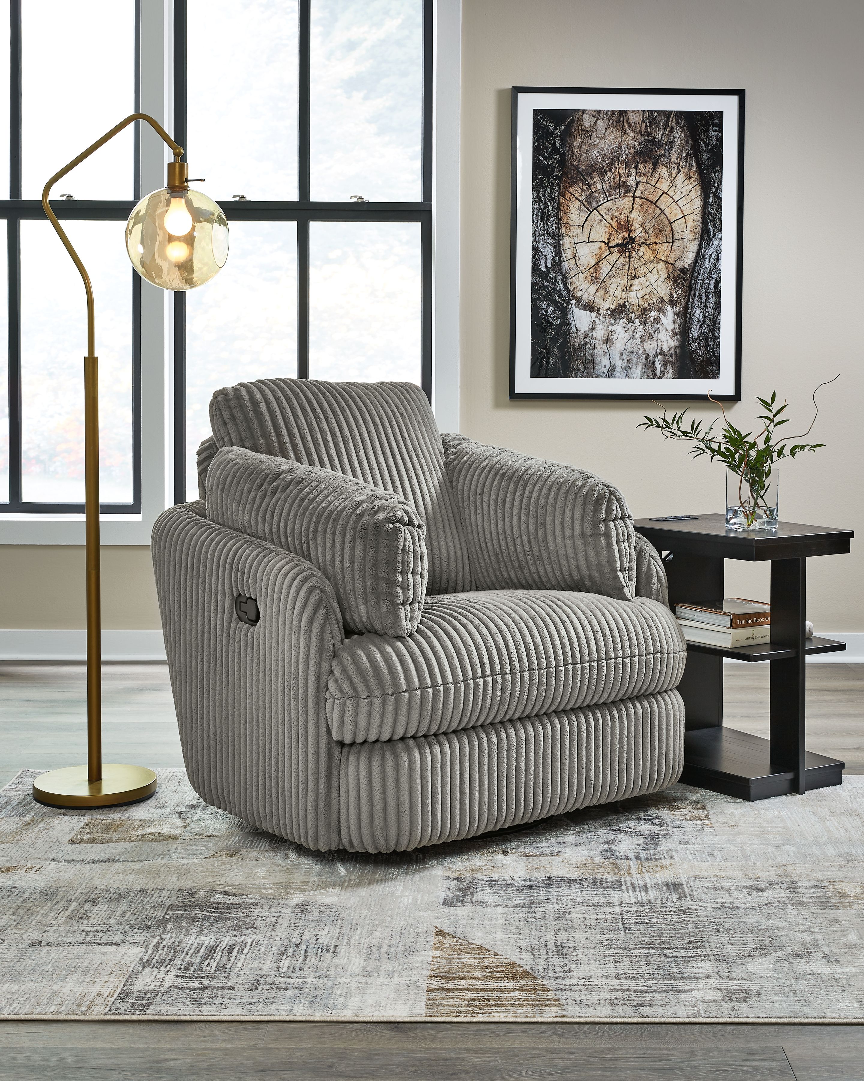 Ashley Furniture Tie-Breaker - Swivel Glider Recliner - Fog - Image 2