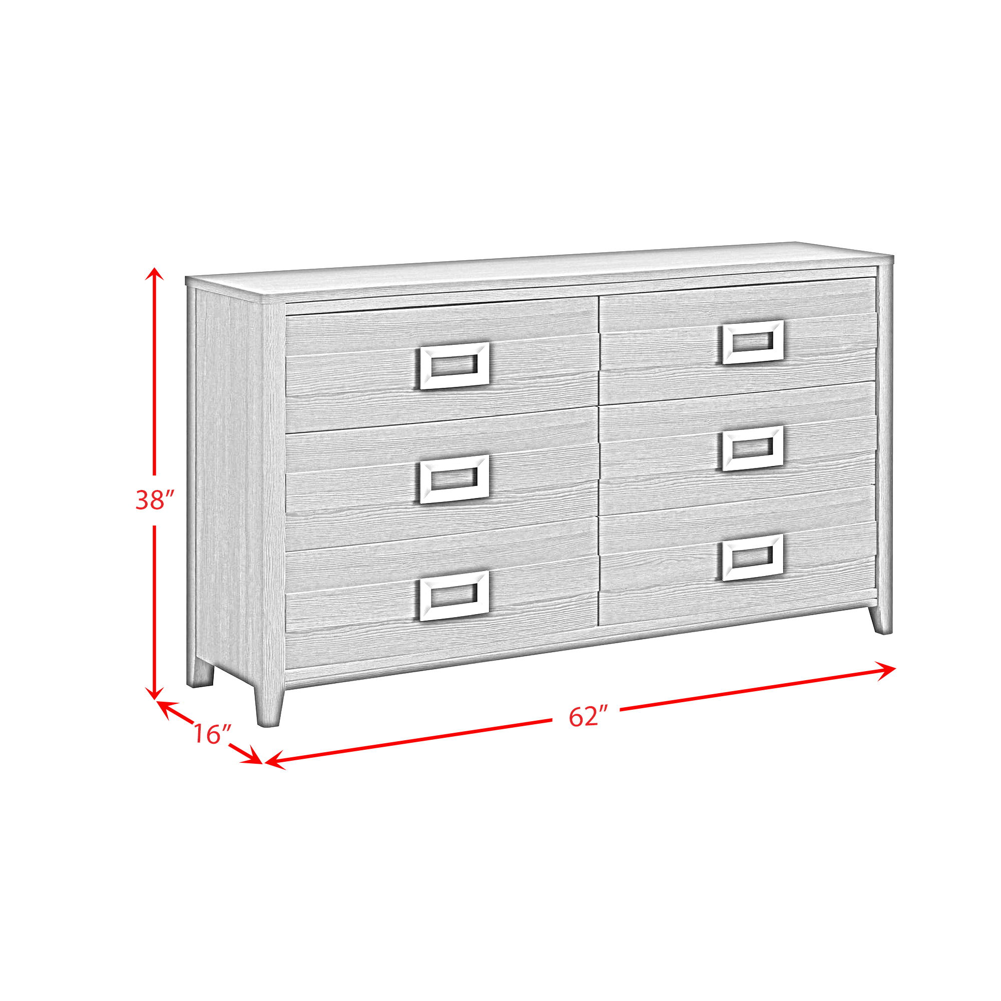 Tobias - 6-Drawer Dresser - White