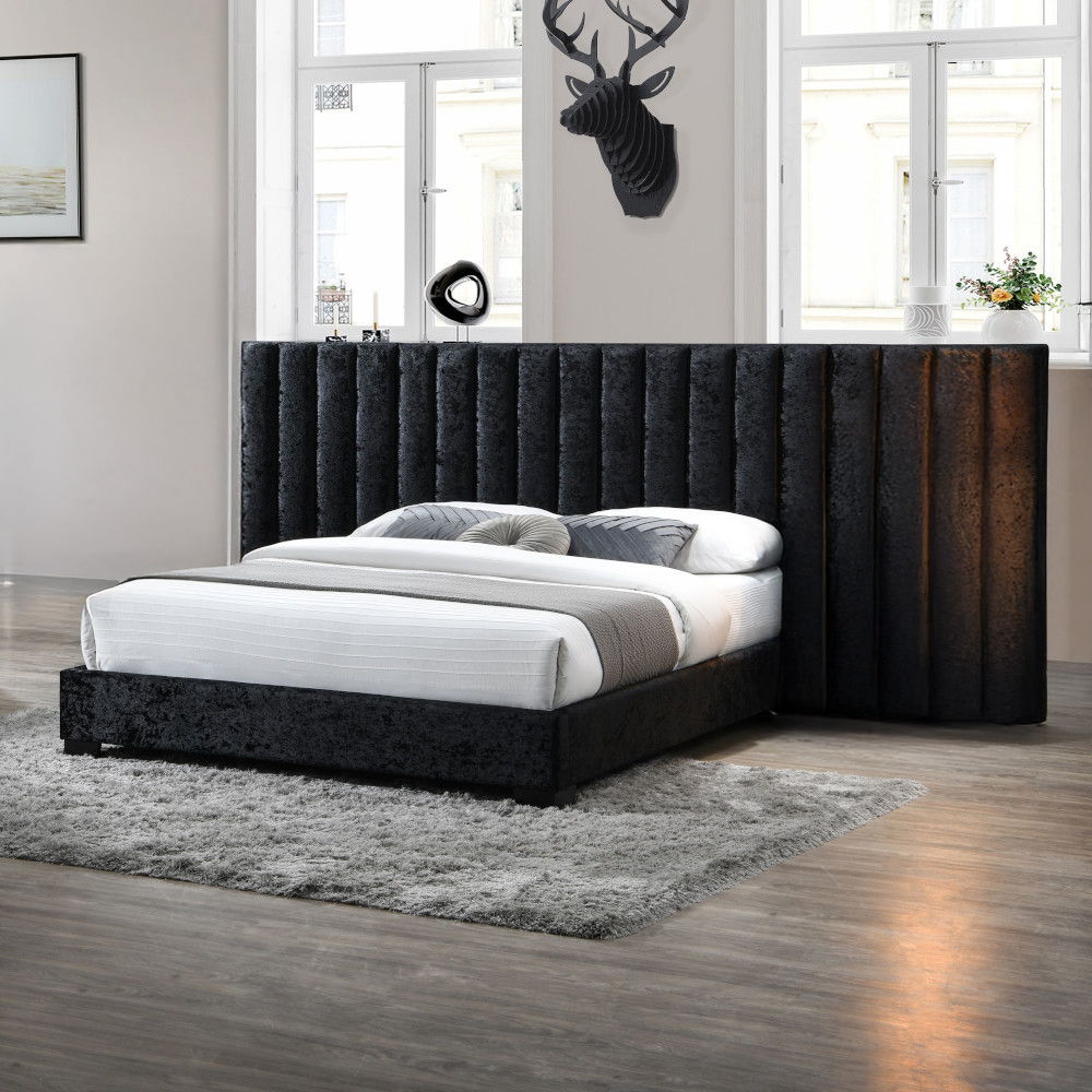 Rivas - Queen Bed - Black Fabric, black