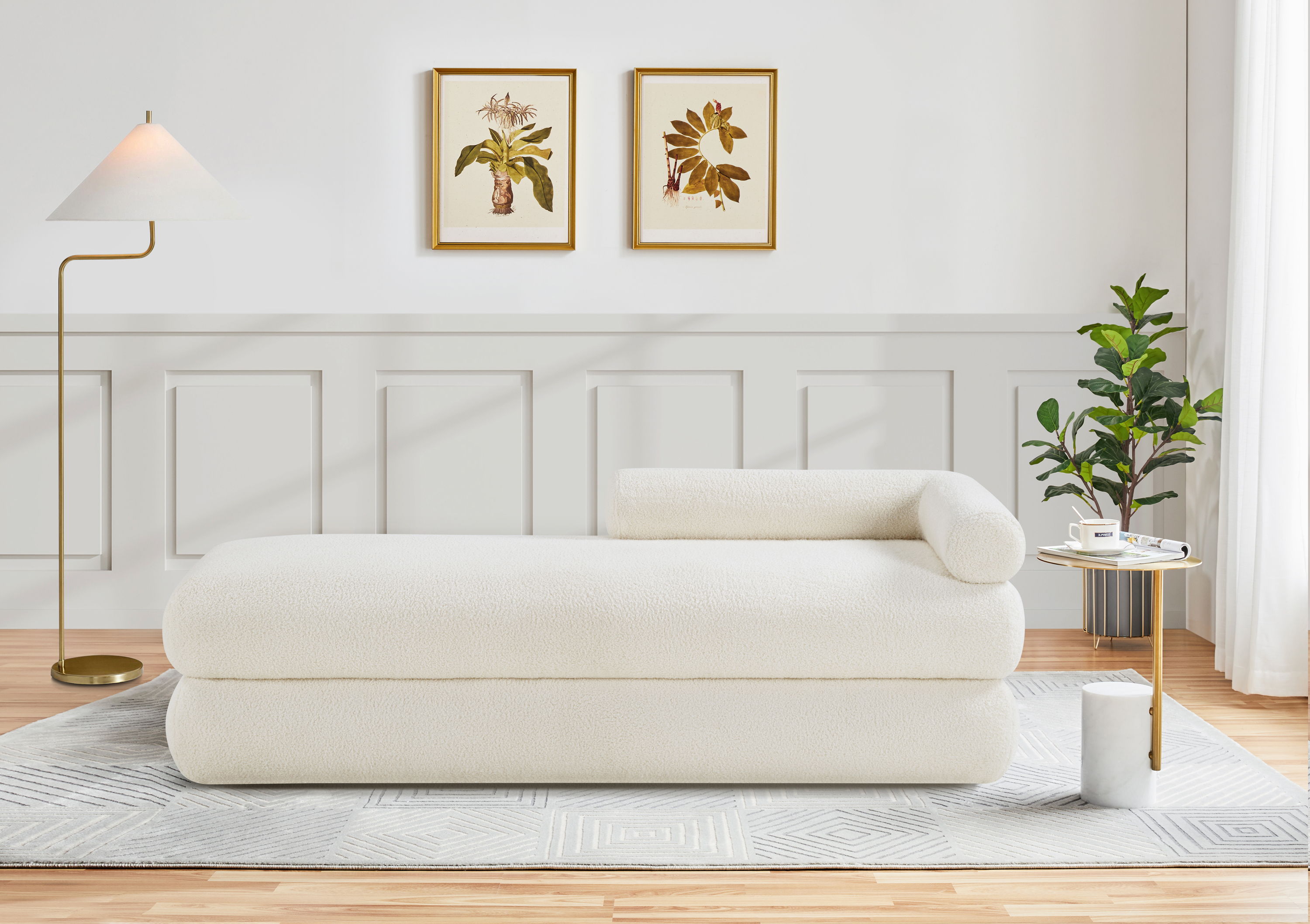 Kennedy - Teddy Fabric Bench - Cream