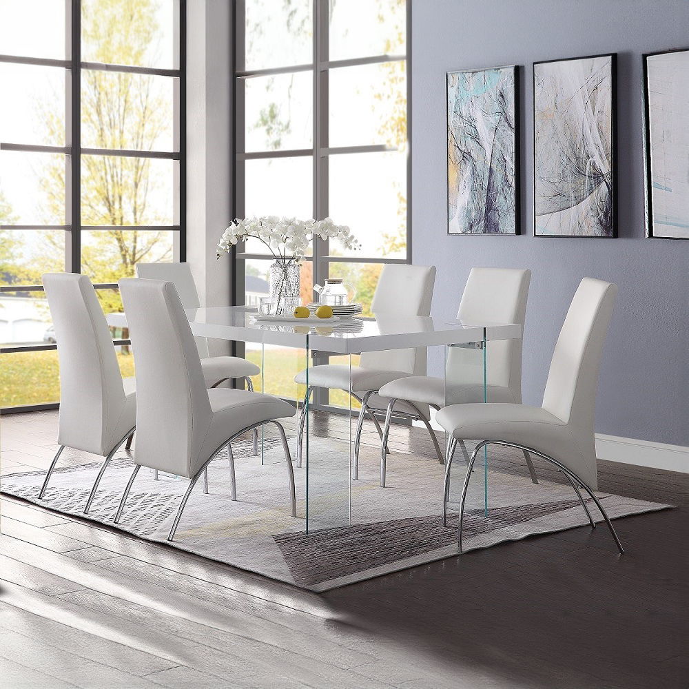 Pervis - Side Chair (Set of 2) - White Synthetic Leather & Chrome, white