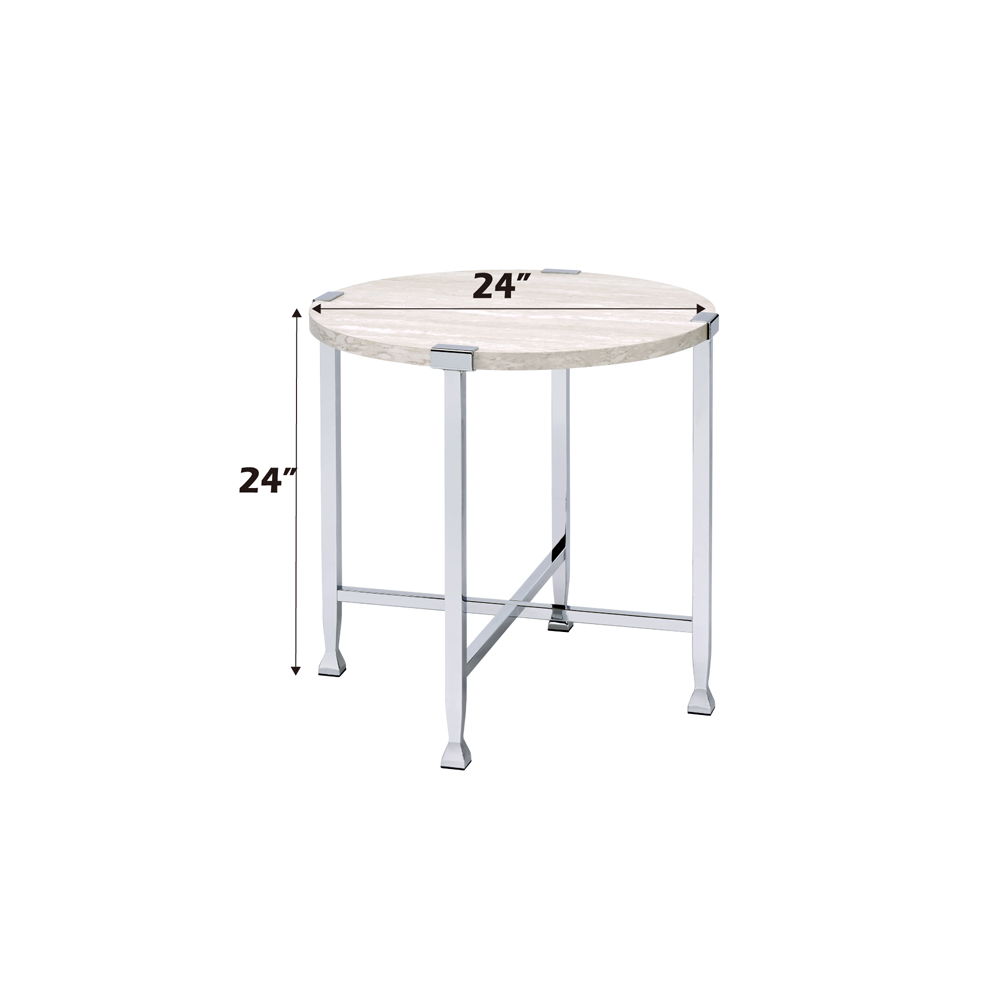 Brecon - End Table - White Oak & Chrome, white, view 3