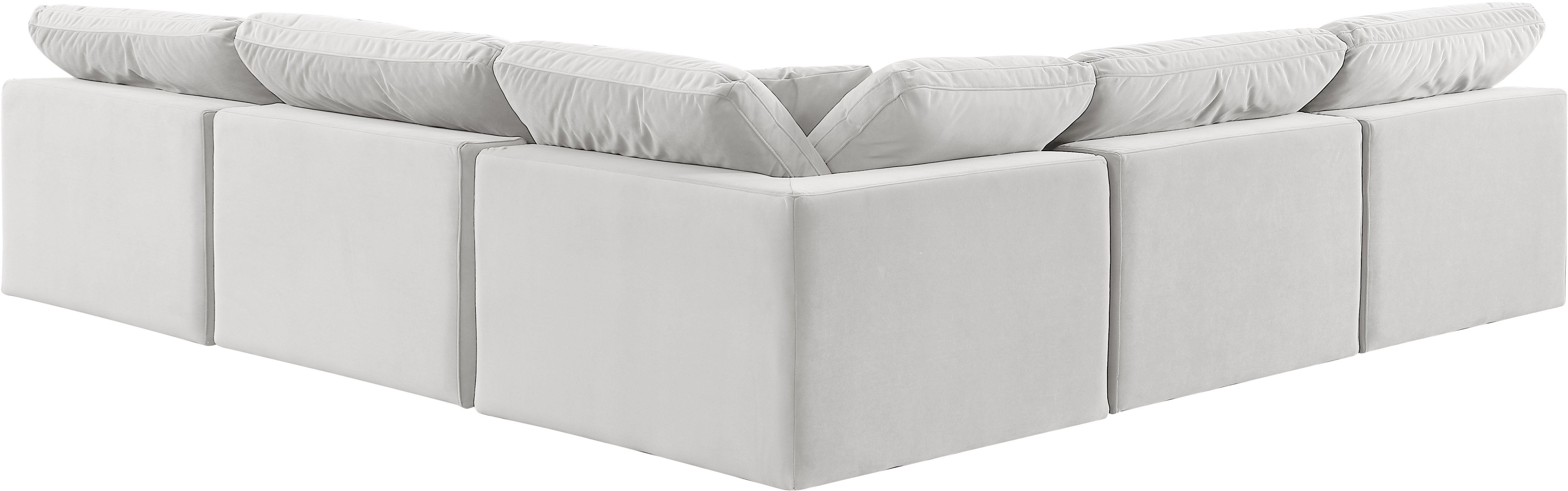 Comfy - 5 Piece Velvet Modular Corner Armless Sectional - White