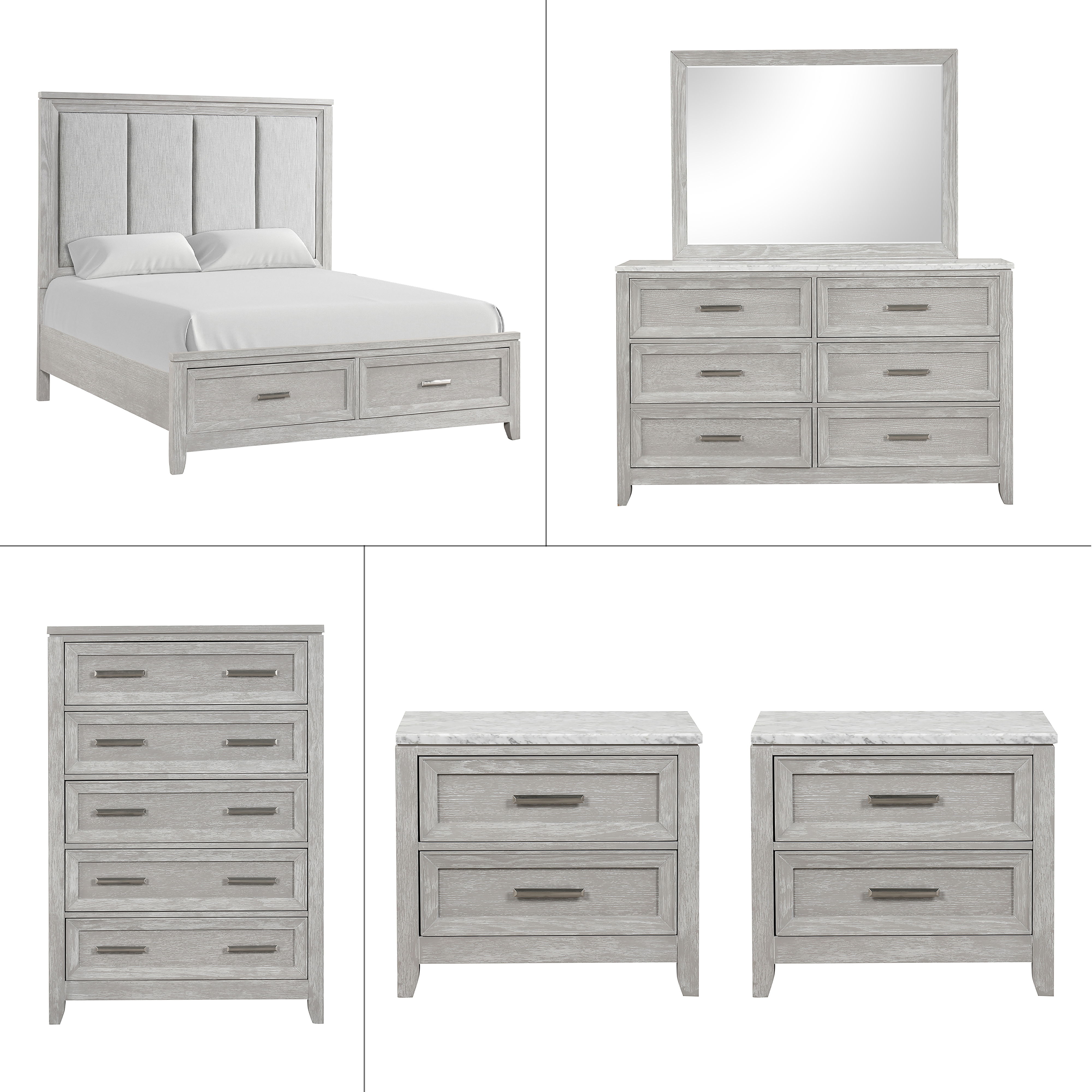 Queen · 6 Pc · Bed & Dresser & Mirror & Chest & 2 Nightstands
