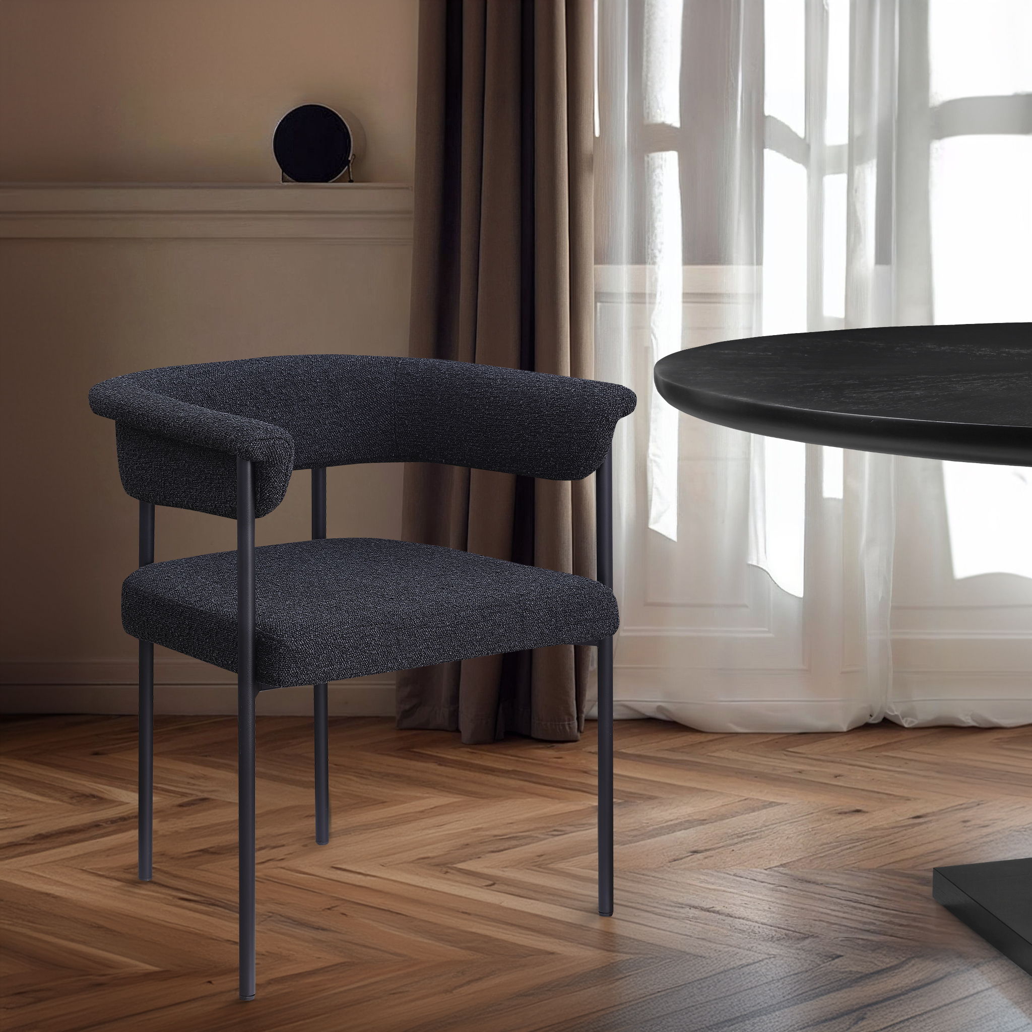 Malin - Boucle Dining Chair (Set of 2) - Black