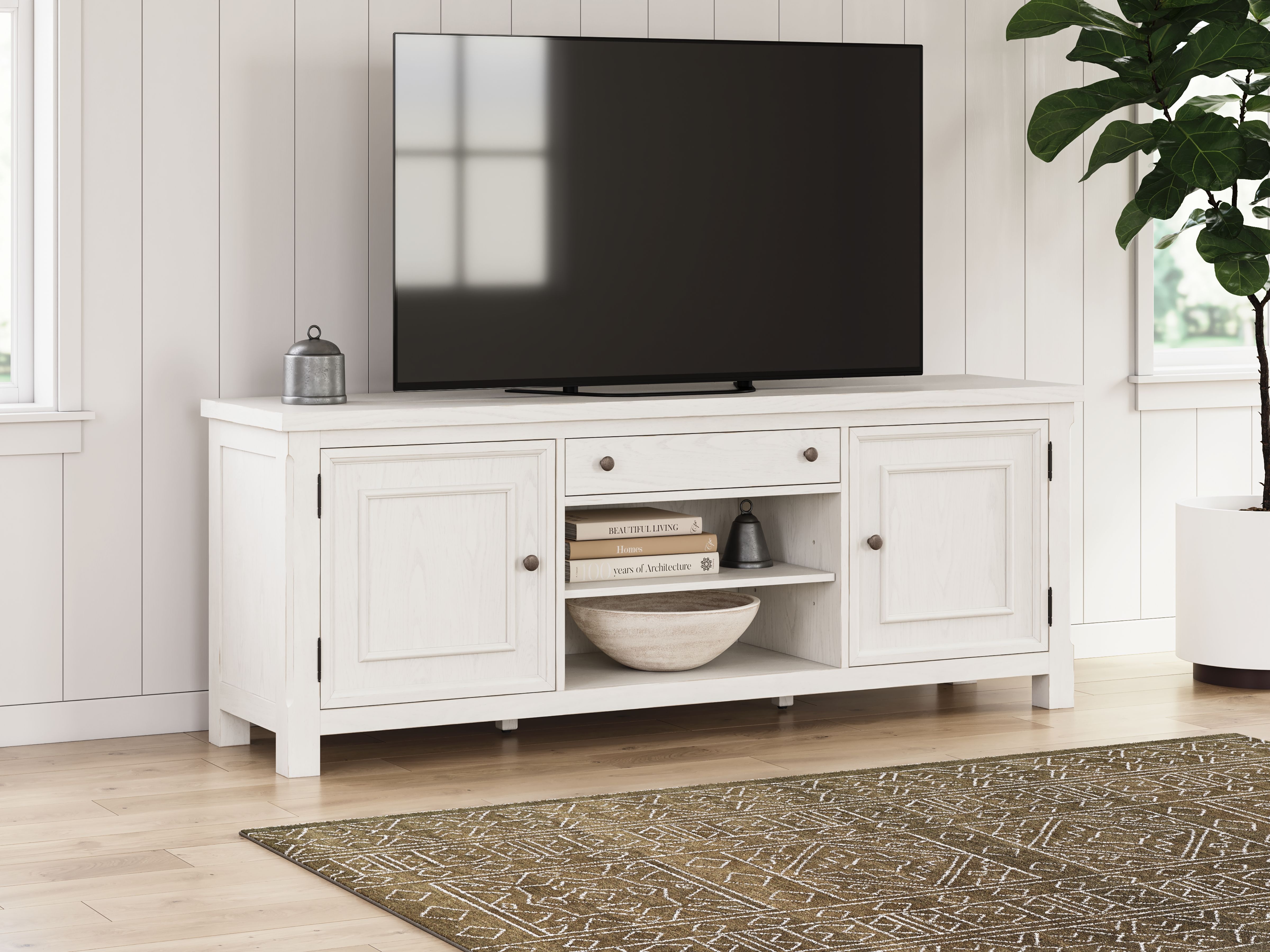 Ashley Furniture Robbinsdale - Extra Large TV Stand - Antique White - Image 2