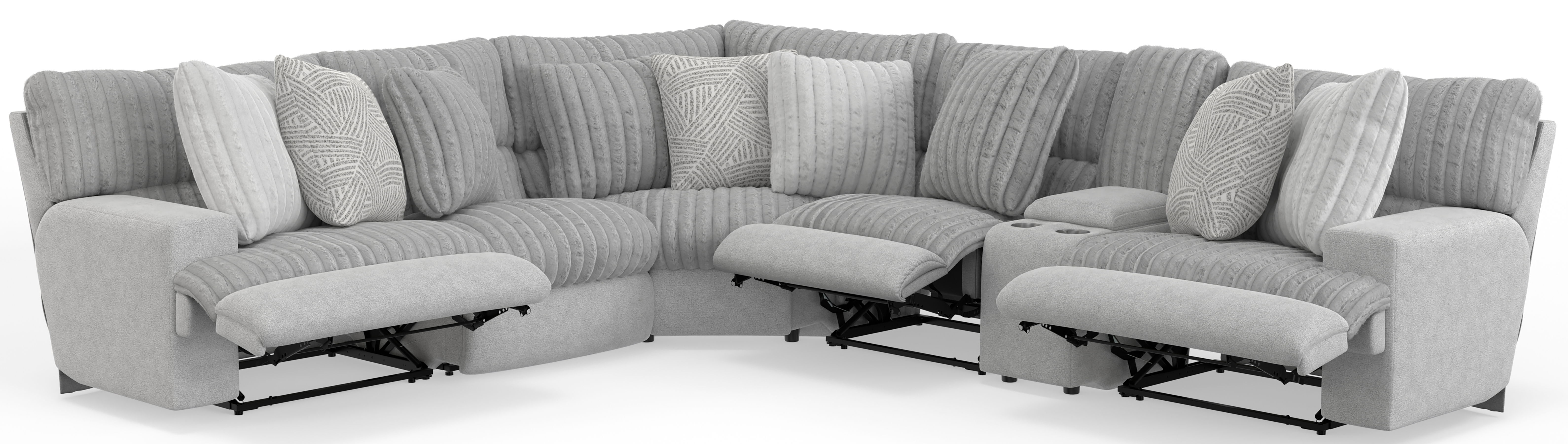 Abraxas - 6 Piece Upholstered Reclining Sectional With 3 Reclining Seats And Storage Console - Moonstruck