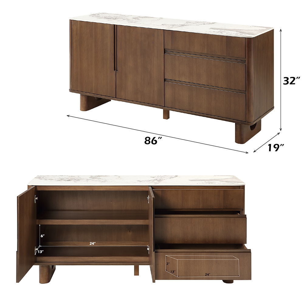 Harvey - Server With Ceramic Top - Walnut, dark brown, view 7