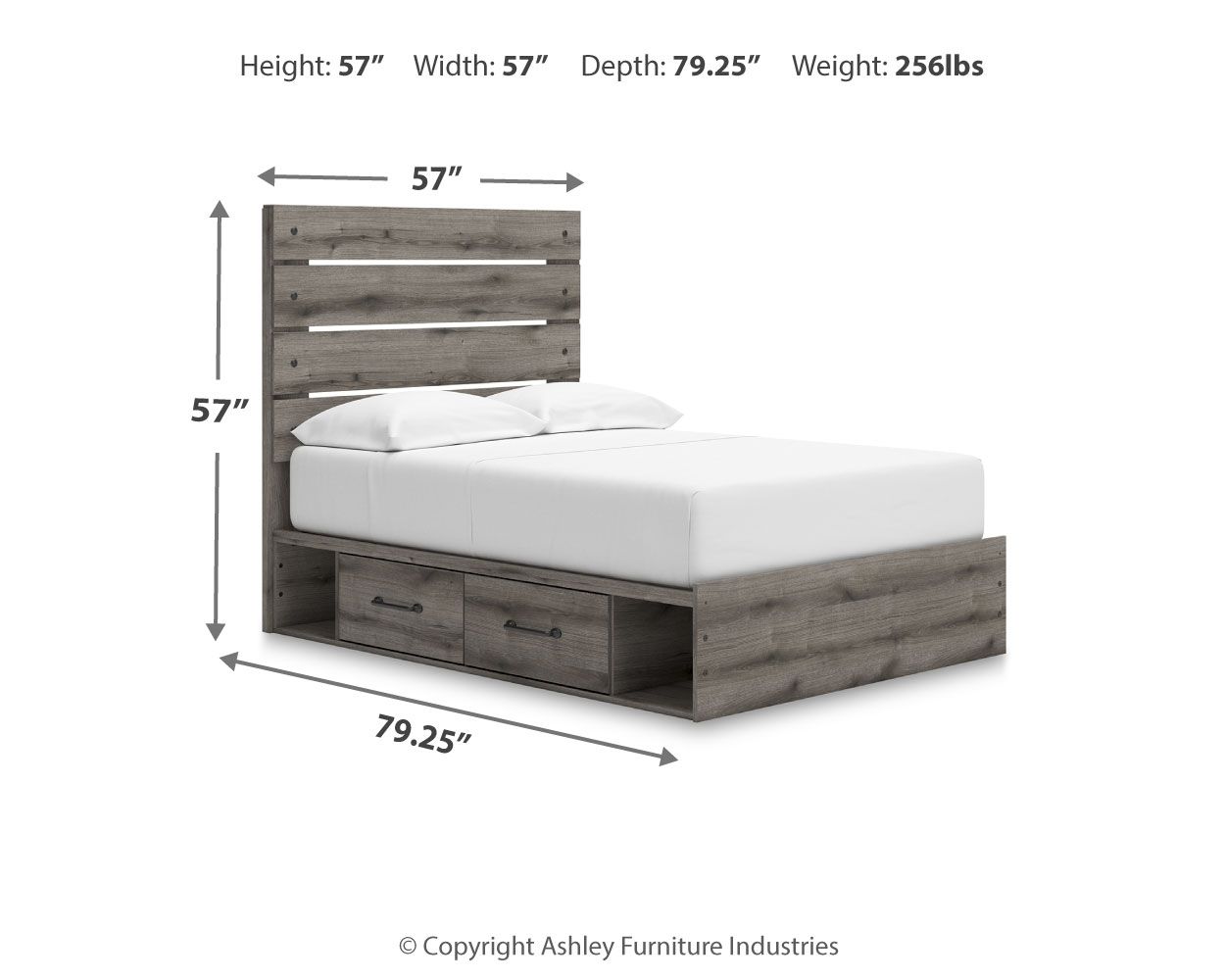 Ashley Furniture Graystorm - Full Panel Bed With Storage - Brown Gray - Image 4
