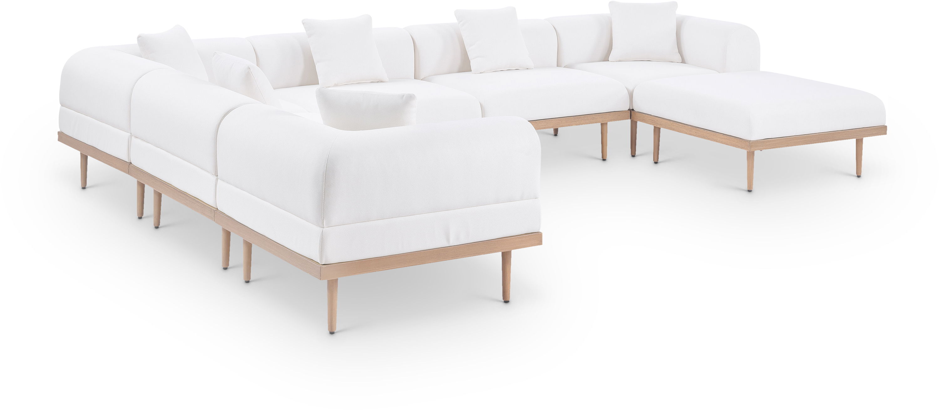7 Pc · Resilient Water Resistant Fabric 142" Upholstered Outdoor Patio Modular Sectional