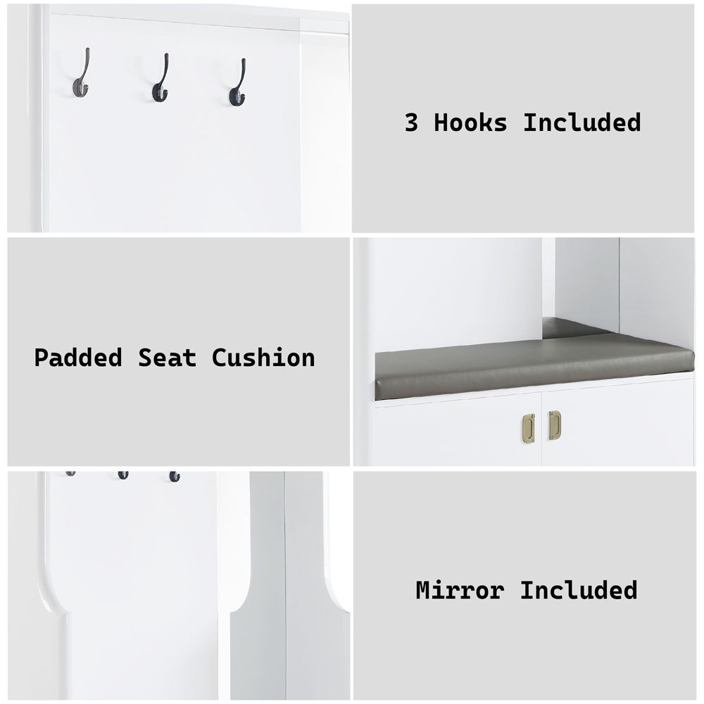 Buck II - Hall Tree - White High Gloss, white, view 6