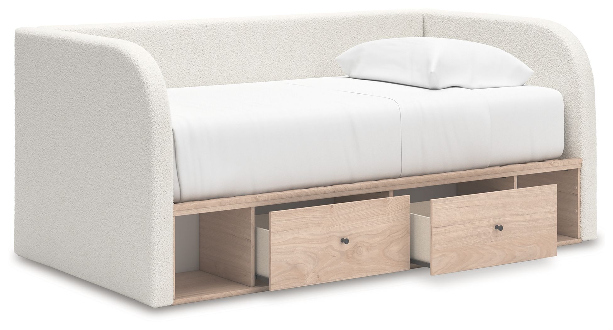 Ashley Furniture Arloster - Full Upholstered Day Bed With Storage - Tan / White - Image 5