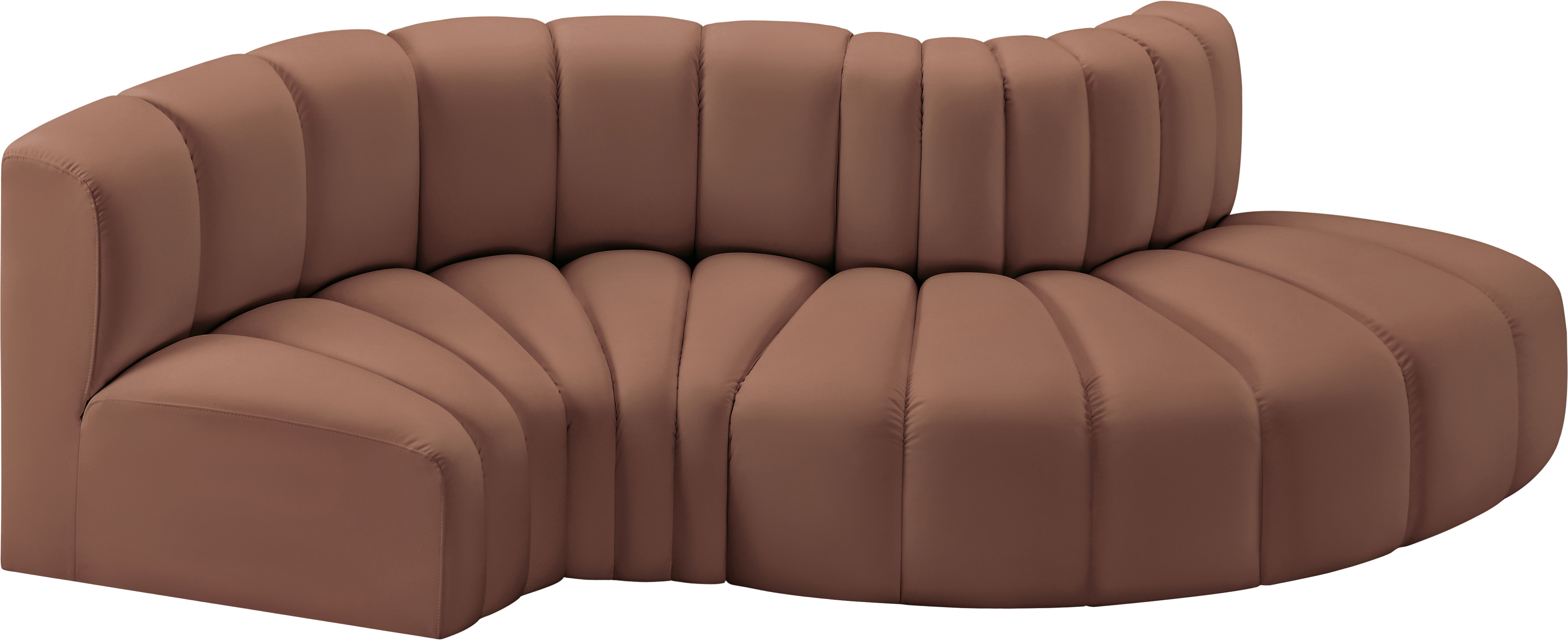 Arc - Faux Leather 4 Piece L-Shaped Modular Sofa - Cognac