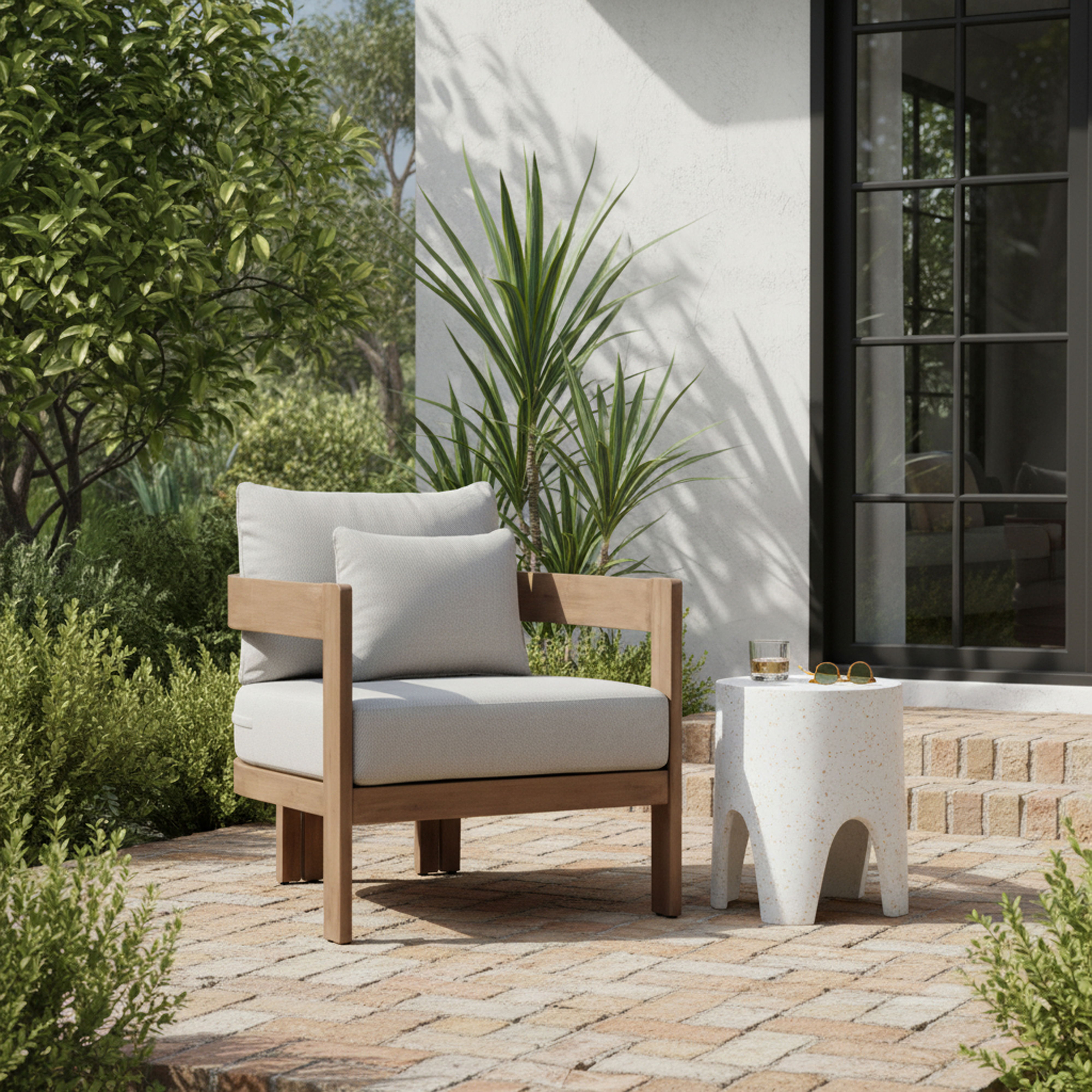 Newport - Water Resistant Fabric Upholstered Outdoor Patio Chair - Gray