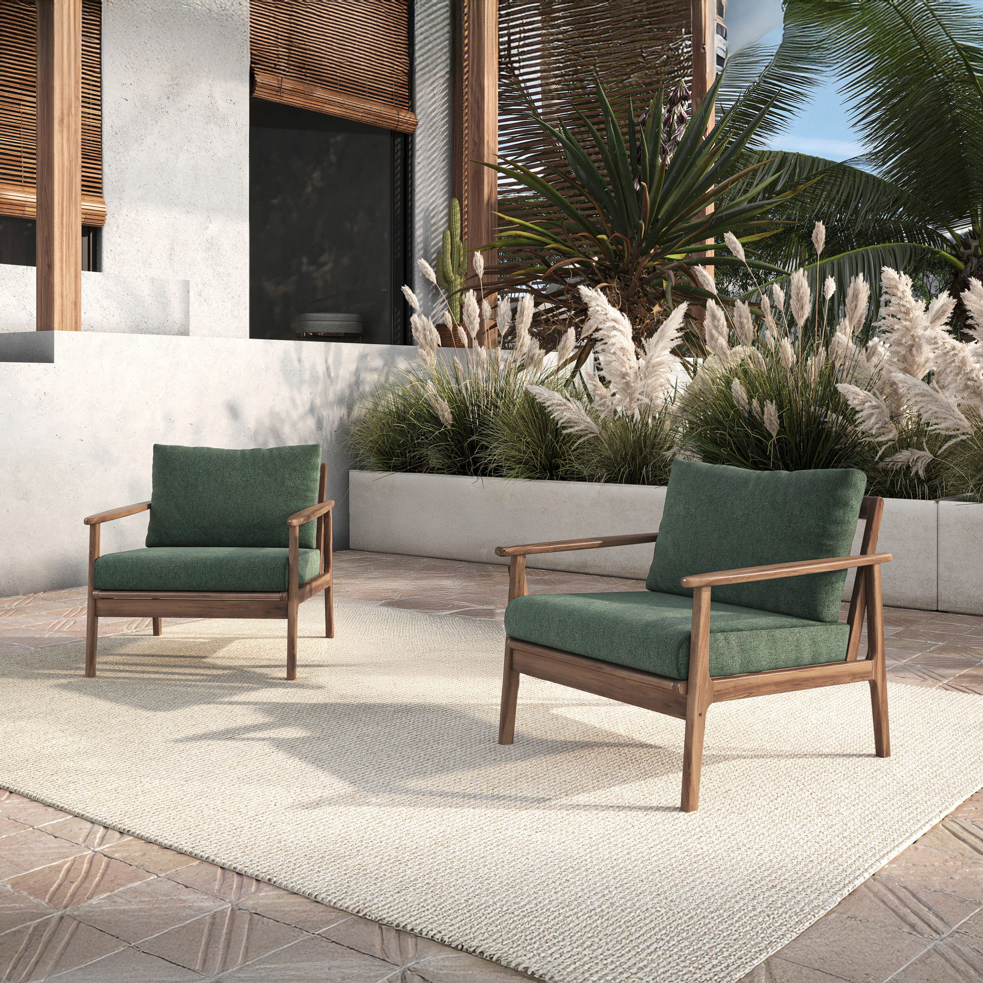 Ashton - Patio Club Chair (Set of 2) - Moss, light brown, view 8