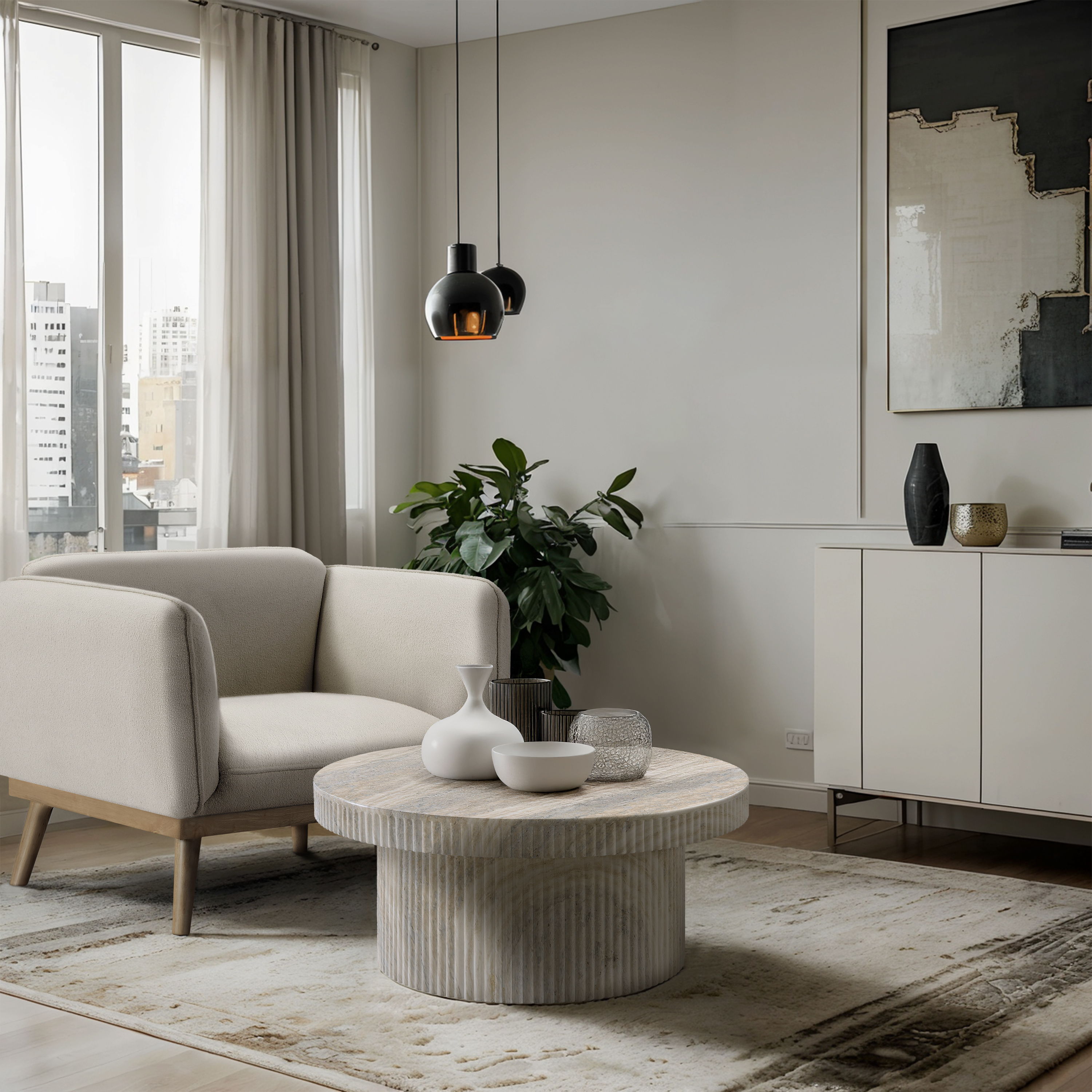 Legatto - Concrete Coffee Table - Travertine