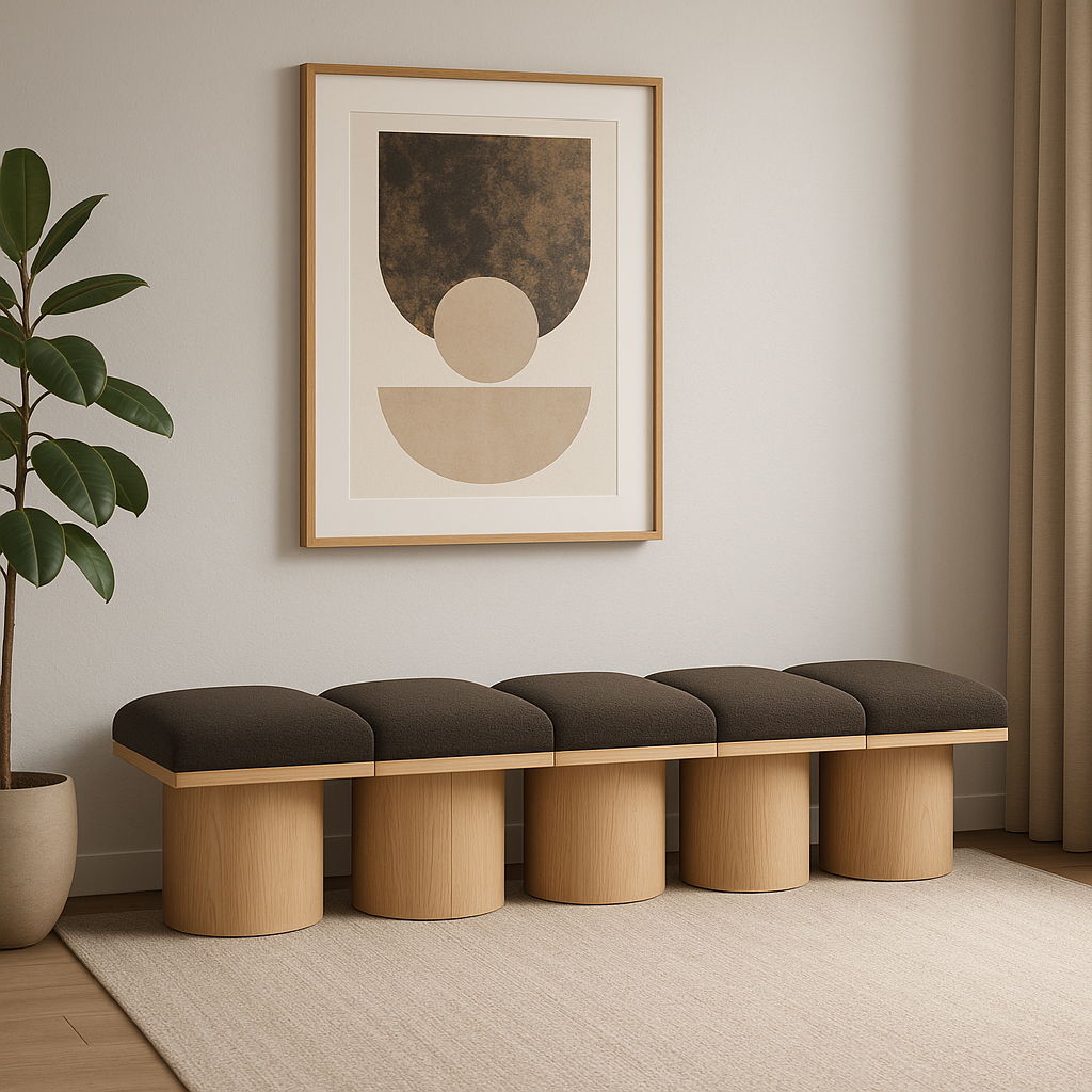Pavilion - 77.5" 5 Piece Modular Bench With Natural Base - Brown